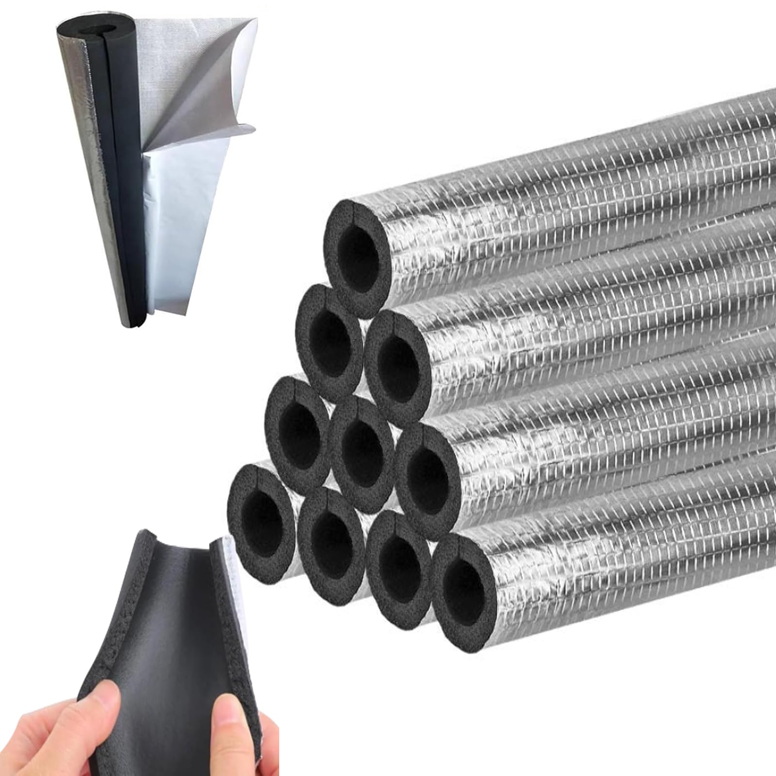 Funda aislante de espuma, Aislamiento de Tuberia para Suave, aislamiento para tuberías de exterior, Coquilla Aislante de Anticongelante para calentadores de agua (ID)219mm x (T)30mm x (L)0.95m
