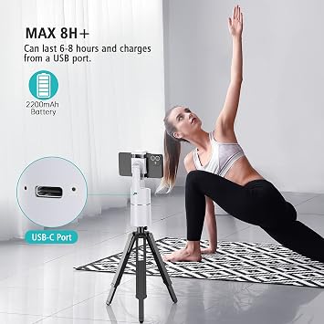 camrola Auto Face Tracking Phone Holder, No App Required, 360 Rotation Face Body Phone Tracking Tripod Smart Shooting Camera Mount for Live Vlog Streaming Video, Rechargeable Battery-White