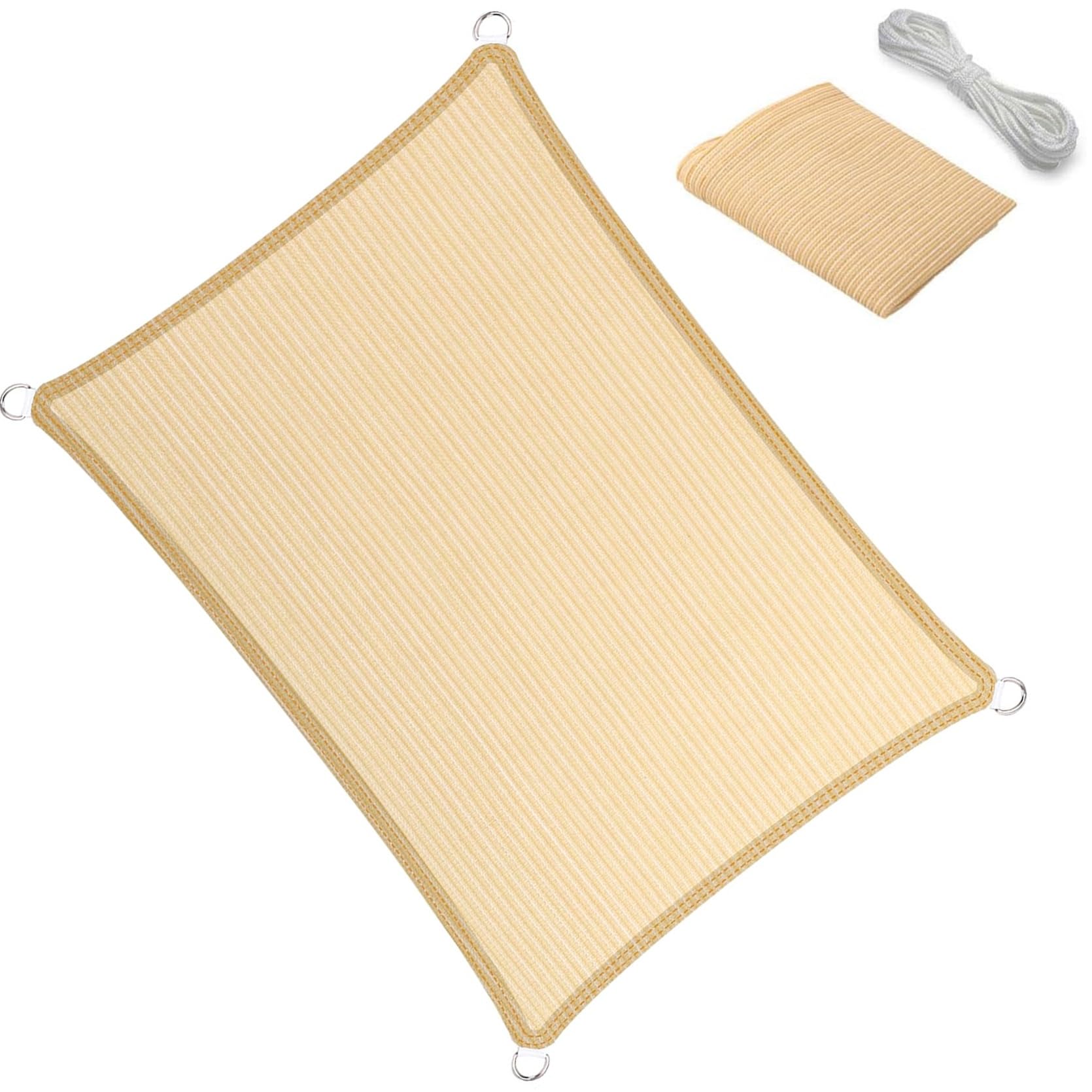 KLGFBDC Rectangular Sun Sail 320x380 cm UV Resistant Tear Resistant HDPE Sunshade Canopy for Patio & Garden Windproof Outdoor Awning Beige Color for Maximum Sun Protection