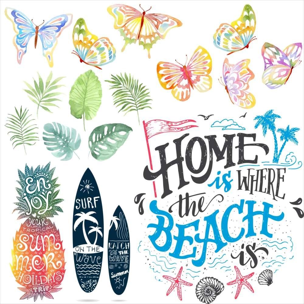 Amazon Co Jp 夏 シール式ウォールステッカー Summer 夏休み 祭り ひまわり 海 太陽 Surf 飾り 90 90cm 剥がせる カッティングシート Wall Sticker Wsl Ws ホーム キッチン