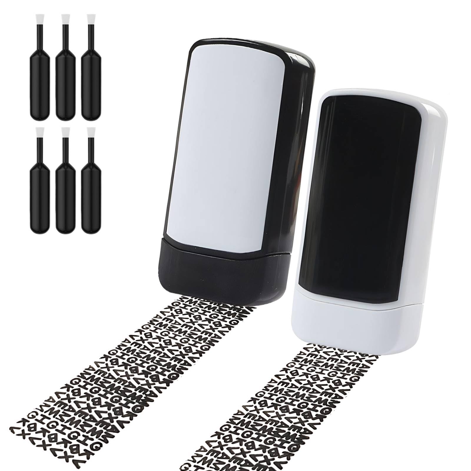 Data Defender Roller Stamp Set 2 Pcs Address Blocker Stamp with 6 Ink Refills, Identity Theft Protection Roller Stamp, Portable Confidential Rolle-r Stam-p for Bills Credit Cards Documents