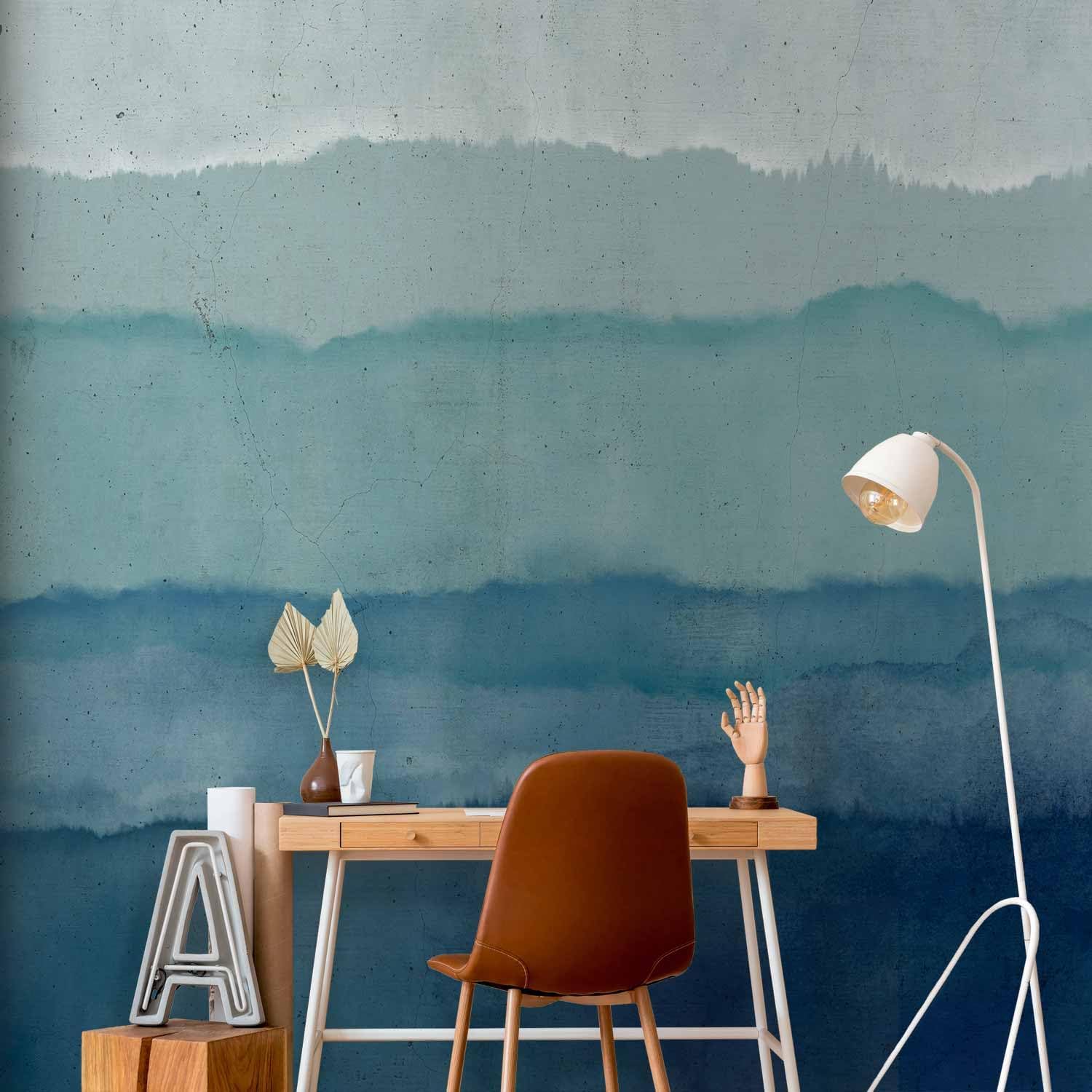 artgeist Wall Mural Abstract 173x124 in - Peel and Stick Self-Adhesive Wallpaper Removable Large Sticker Foil Wall Decor Print Picture Image Design Ocean Watercolor Blue Like Painted f-A-0914-a-a
