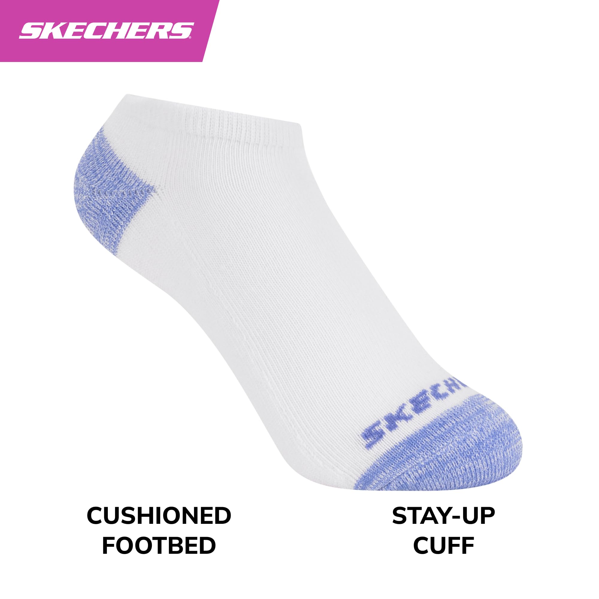 Skechers 10-pack Performance No Show Socks, Everyday Wear For Kids, Soft & Comfort-fit Chaussettes Fille