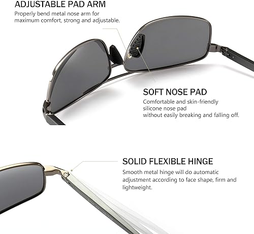 Miniatura 10 de SUNGAIT lentes de sol polarizados rectangulares livianos con protección 100 contra rayos UV