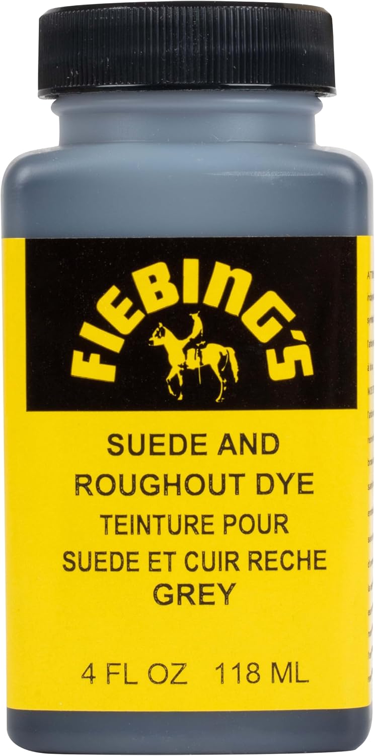 Fiebing's Black Suede Dye (4 oz) - Recolor, Brighten & Restore Suede & Roughout Leather Shoes, Furniture, Purse - Includes Wool Dauber for Easy Application - Flexible When Dry, Won't Crack or Peel