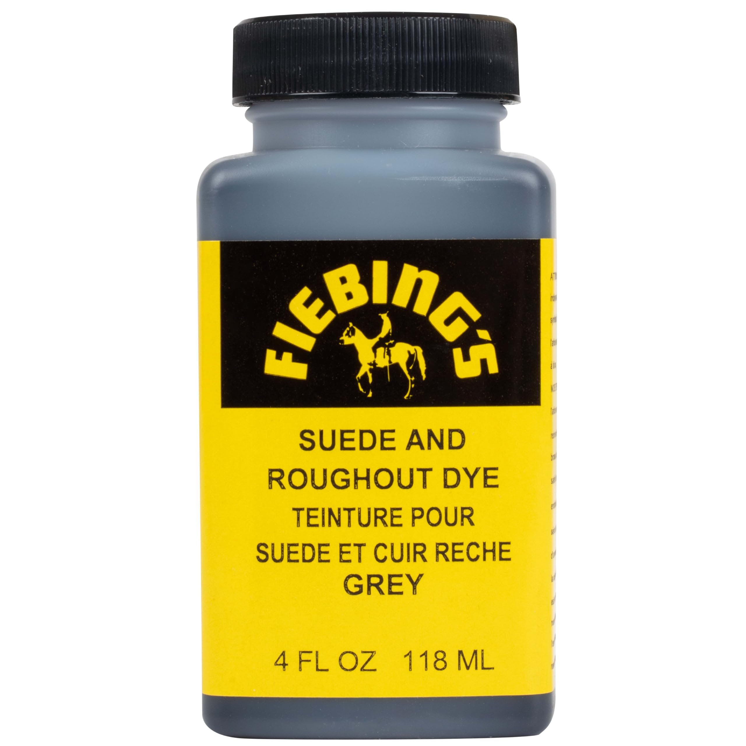 Fiebing's Grey Suede Dye (4 oz) - Recolor, Brighten & Restore Suede & Roughout Leather Shoes, Furniture, Purse - Includes Wool Dauber for Easy Application - Flexible When Dry, Won't Crack or Peel