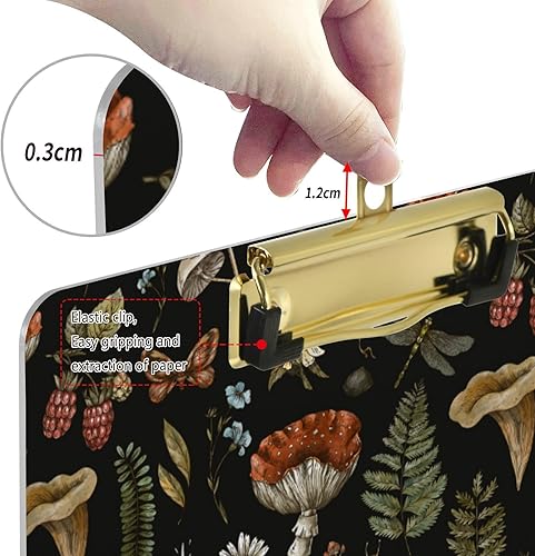 Miniatura 4 de Portapapeles de hongos, diseño de moda, tamaño carta, portapapeles de plástico para estudiantes, niños, mujeres y hombres, tablero de clip acrílico