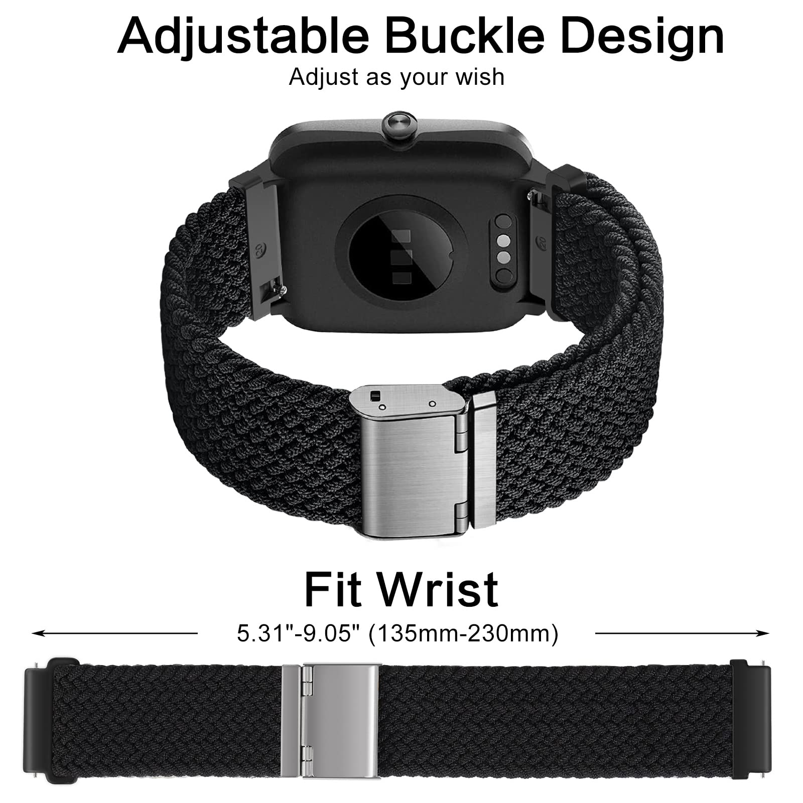 Cinturino per Amazfit Active, 20mm Sport Nylon Ricambio Elastica Cinturini per Amazfit GTS, GTS 4 Mini, GTS 4, GTS 3, GTS 2, GTS 2 Mini, GTR Mini, Amazfit Bip, Bip U, Bip U Pro, Bip 3, Bip 3 Pro