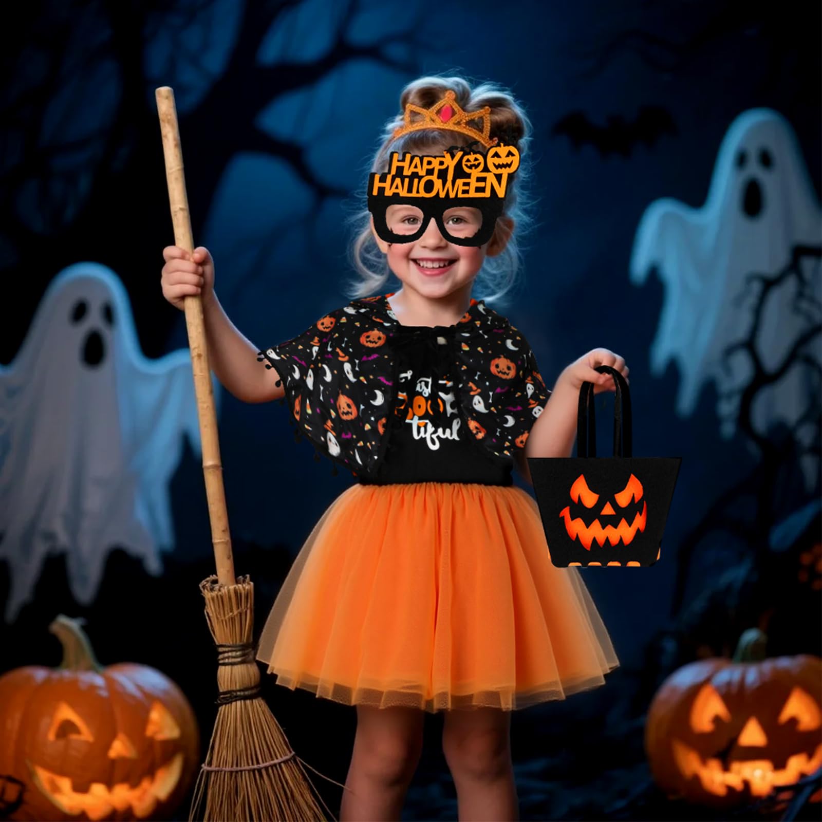 TAGVO Costume da Strega Halloween per Bambina, Ragazze Principessa Vestito Strega Viola Poncho Cappuccio Capo Paillettes Tulle Abiti serbatoio per bambini Halloween fantasia vestire per 1-6 anni