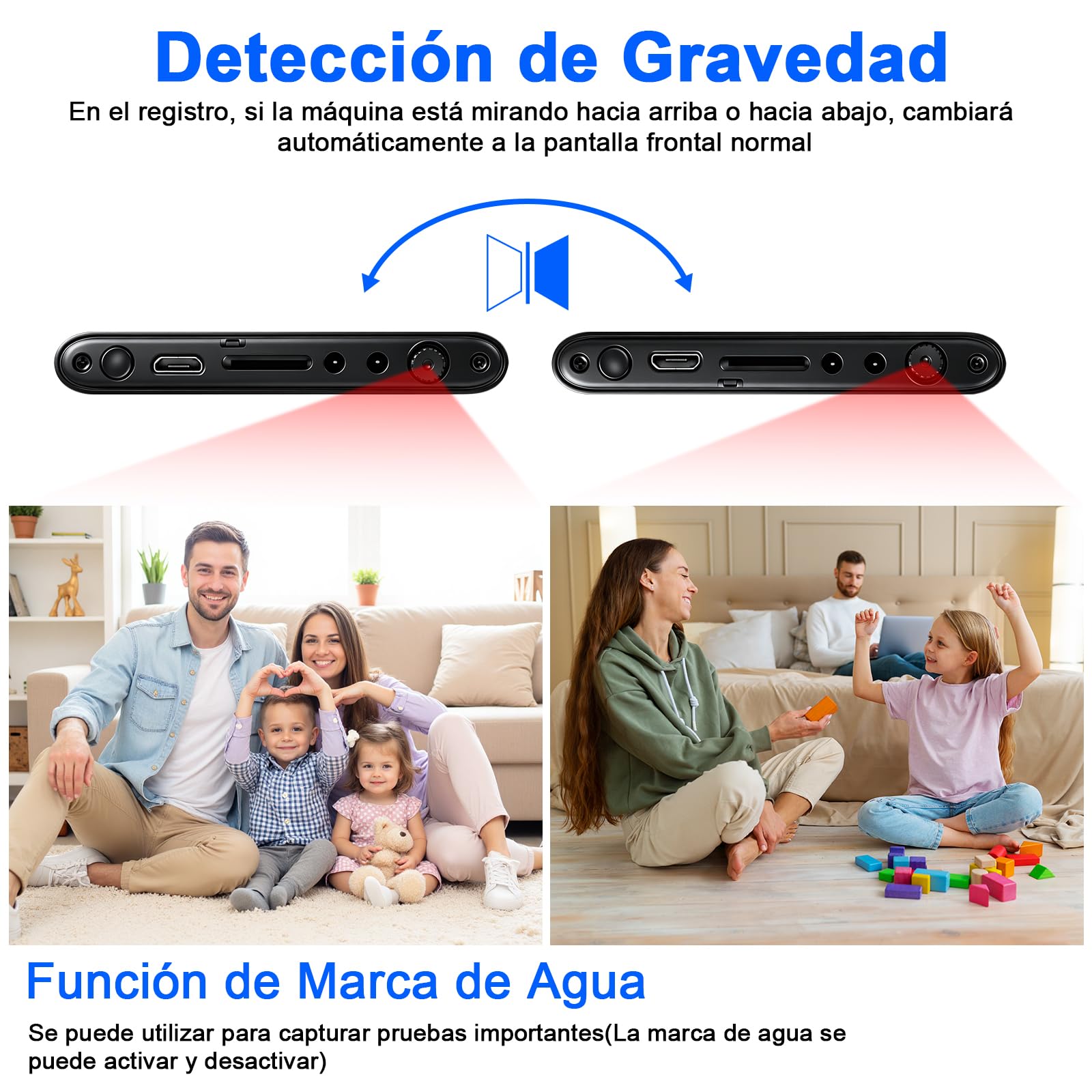 MiniCamera HD 1080P, Micro Cámara Espia Oculta 5000mAh con Cable USB 3-en-1, Camaras de Vigilancia sin Cables Camufladas Sensor de Gravedad y Visión Nocturna para Interior/Exterior