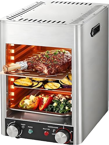 1700W Electric Steak Grill & Automatic Broiler with 10-Tier Rack, Time & Temperature Control, Perfect for Versatile Cooking & Delicious Steakhouse