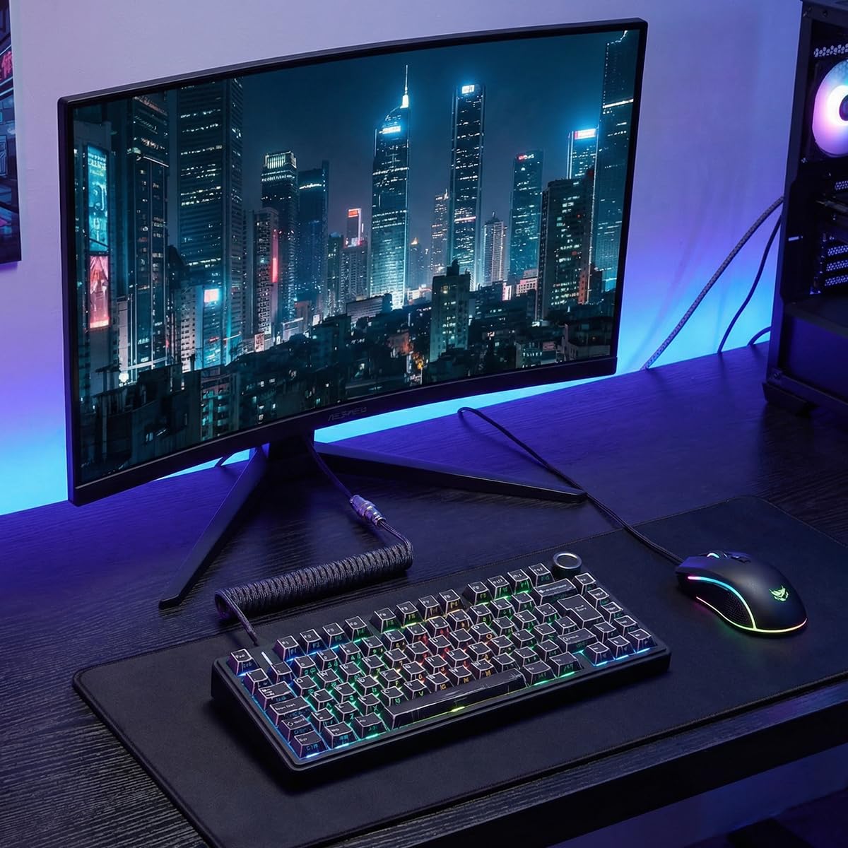 PBT Keycaps 128 touches Manga Black Keycaps, style rétro imprimé sur le côté brillant Through Dye Sub Custom Keycaps for Cherry MX Switch German QWERTZ Layout Mechanical Keyboards