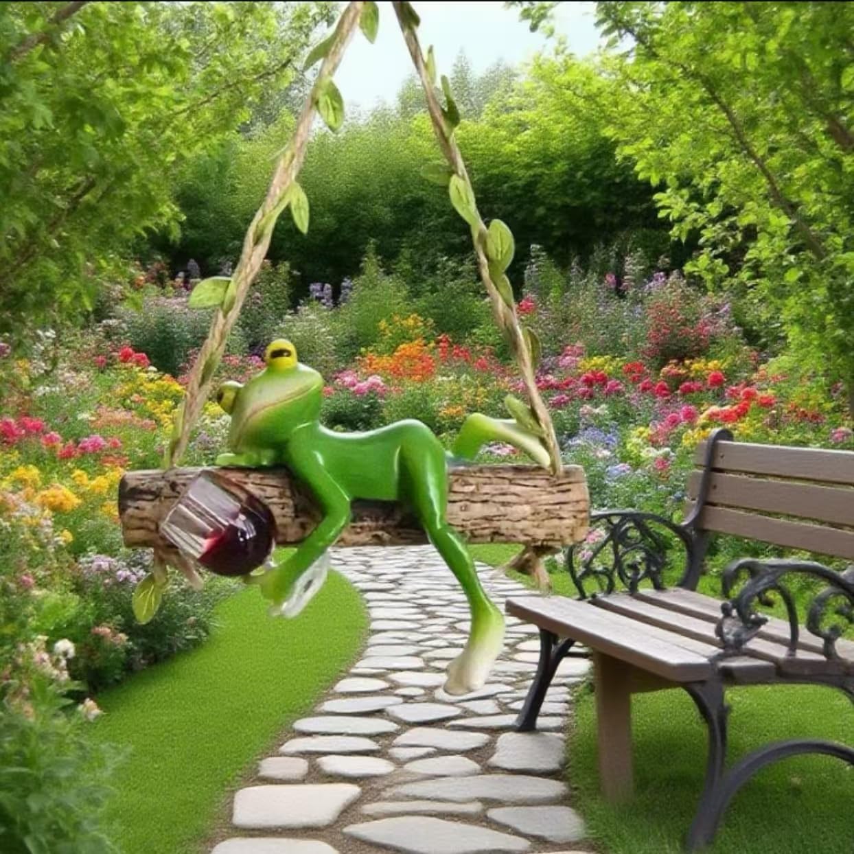 Garden Swing Frog, Suitable for Decorating Balconies, Gardens, and Flower pots. Seasonal Decorations and Unique Designs Make it Perfect - Image 9