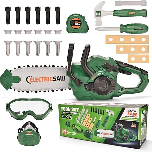 Motosierra para niños, 29 piezas de motosierra de juguete para niños, motosierra falsa para niños, motosierra de juguete para niños, motosierra de