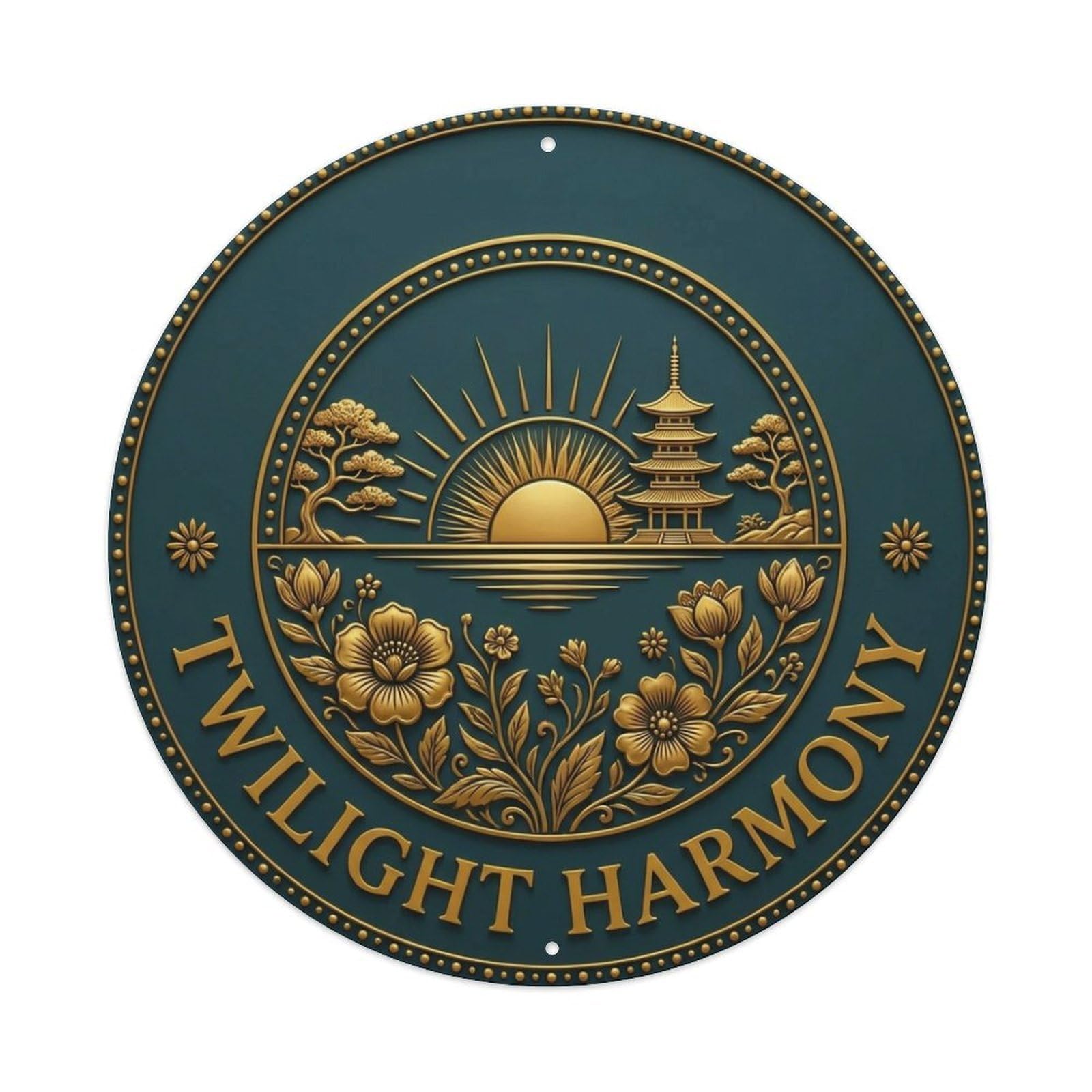 Vintage Twilight Harmony Flower Zen Yoga Metal Tin Sign