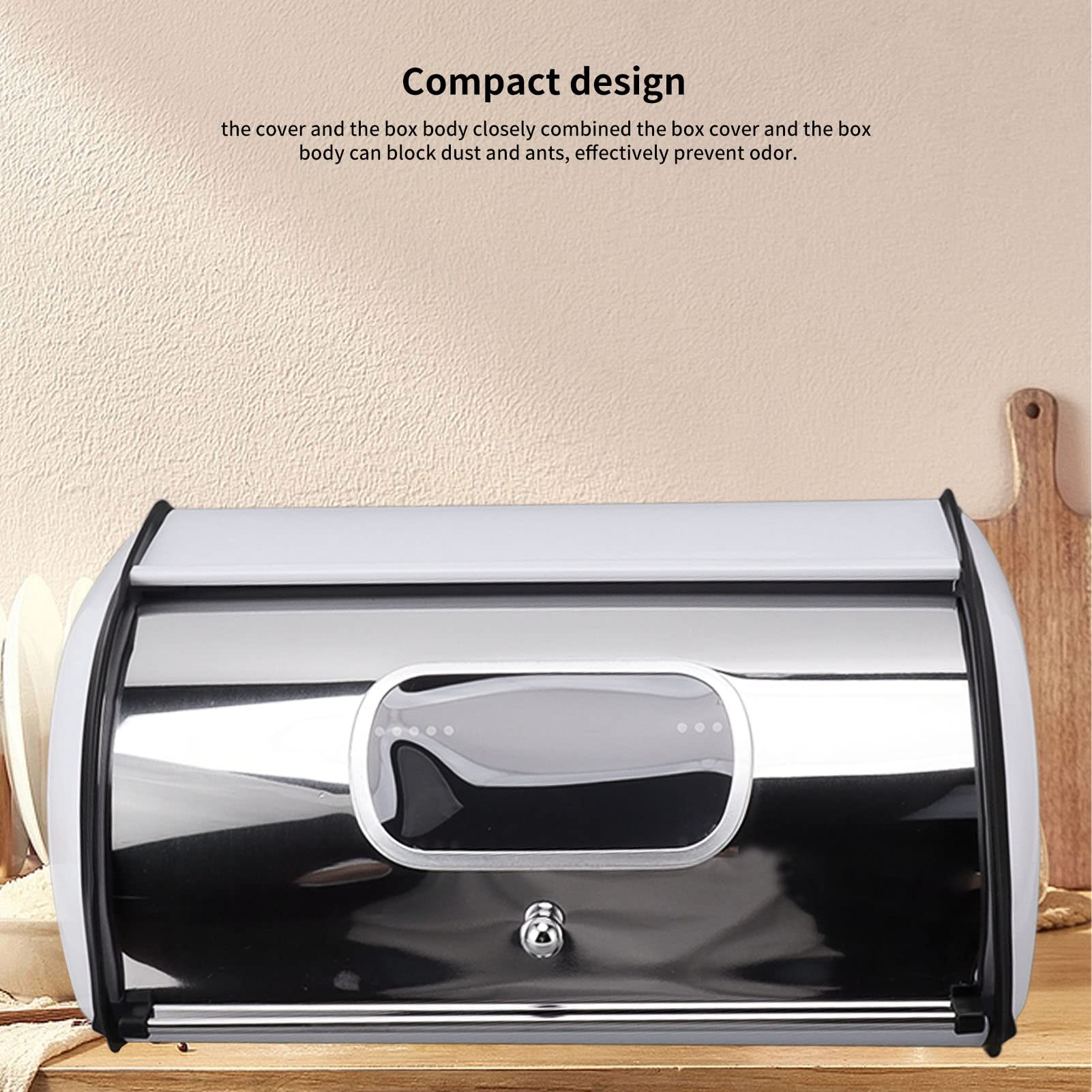 Grande Scatola Per Il Pane Con Finestra – Contenitore Per Piano Cucina In Stile Casolare, Bianco - 4