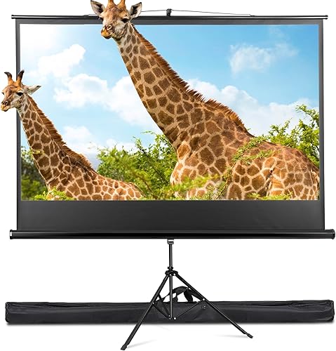 SUPER DEAL Pantalla de proyector de 84 '' con soporte, pantalla de proyector portátil para interiores y exteriores 16 9 4K HD Pantalla de película