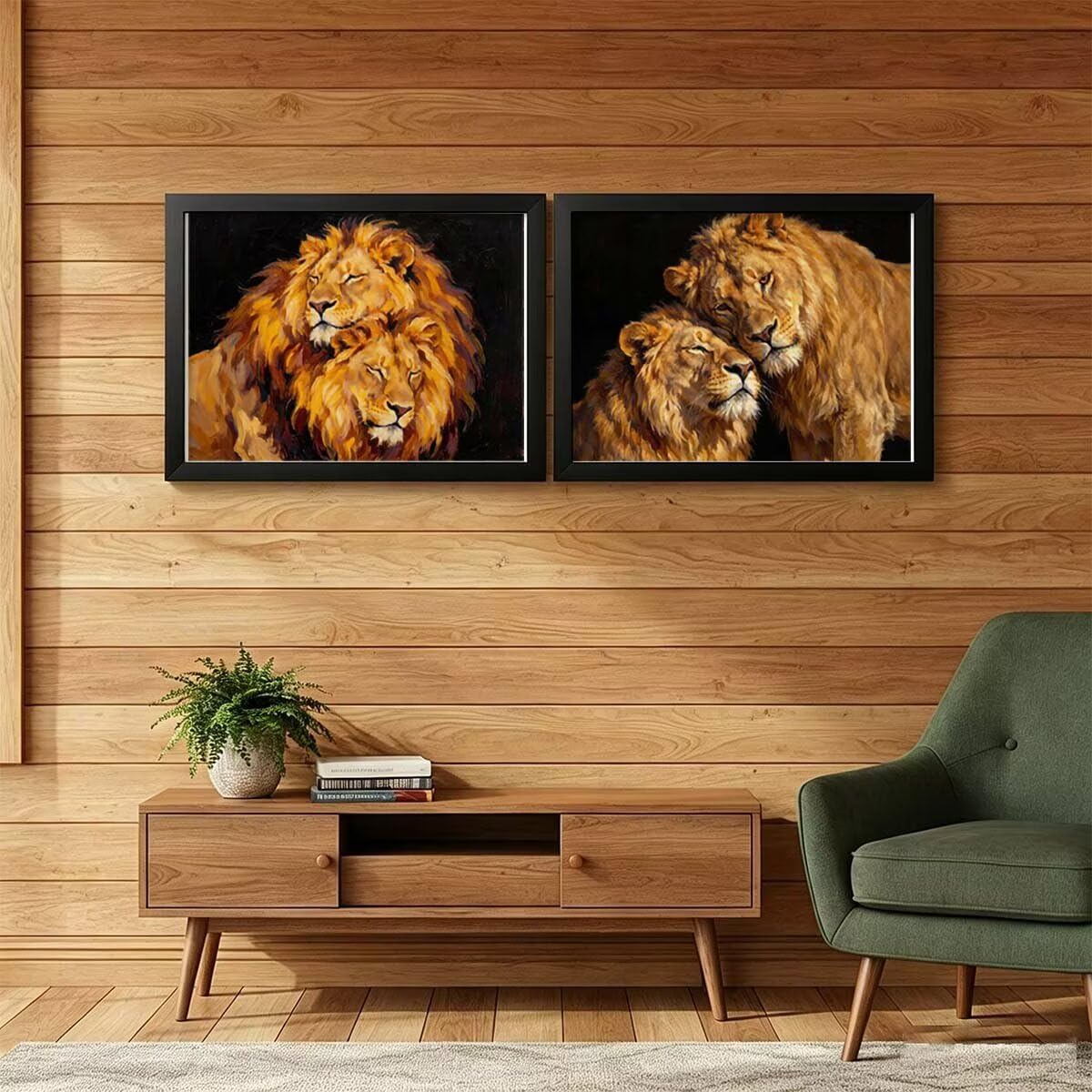 Lew zestaw 2 szt. do malowania diamentowego 5D dla dorosłych, 135 x 100 cm