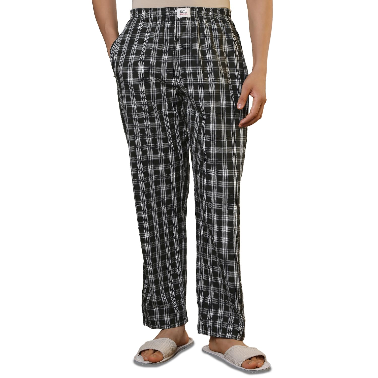 sleepz by raymond Men Flat Front Regular Fit Checks Pattern Pure Cotton Pyjama-picture-41