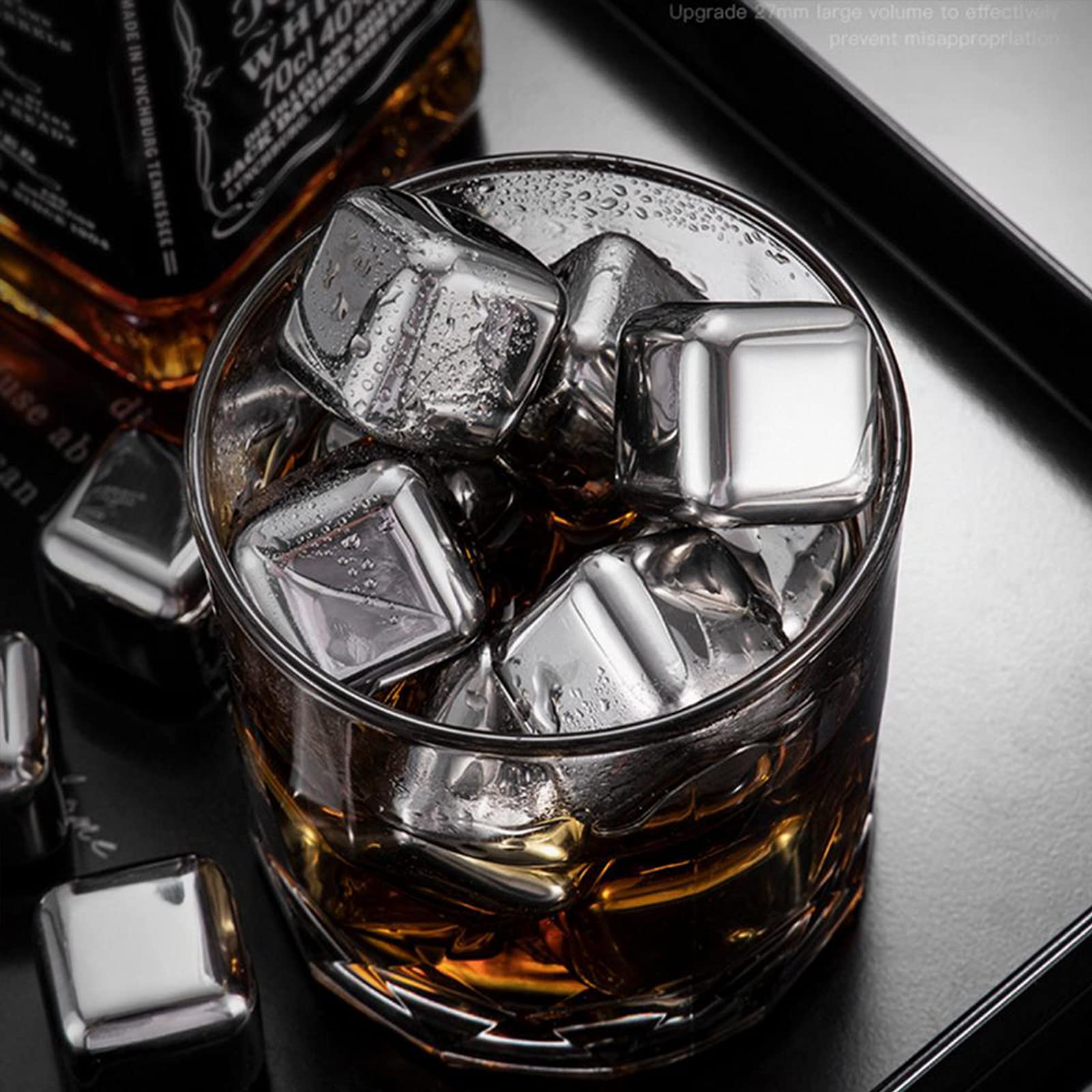 6 Piezas Whisky Chilling Stones Cubitos de Hielo Anti-deformación Reutilizable Acero Inoxidable Congelado Rápido Cerveza Fría Bar Suministros de Cocina,Blank