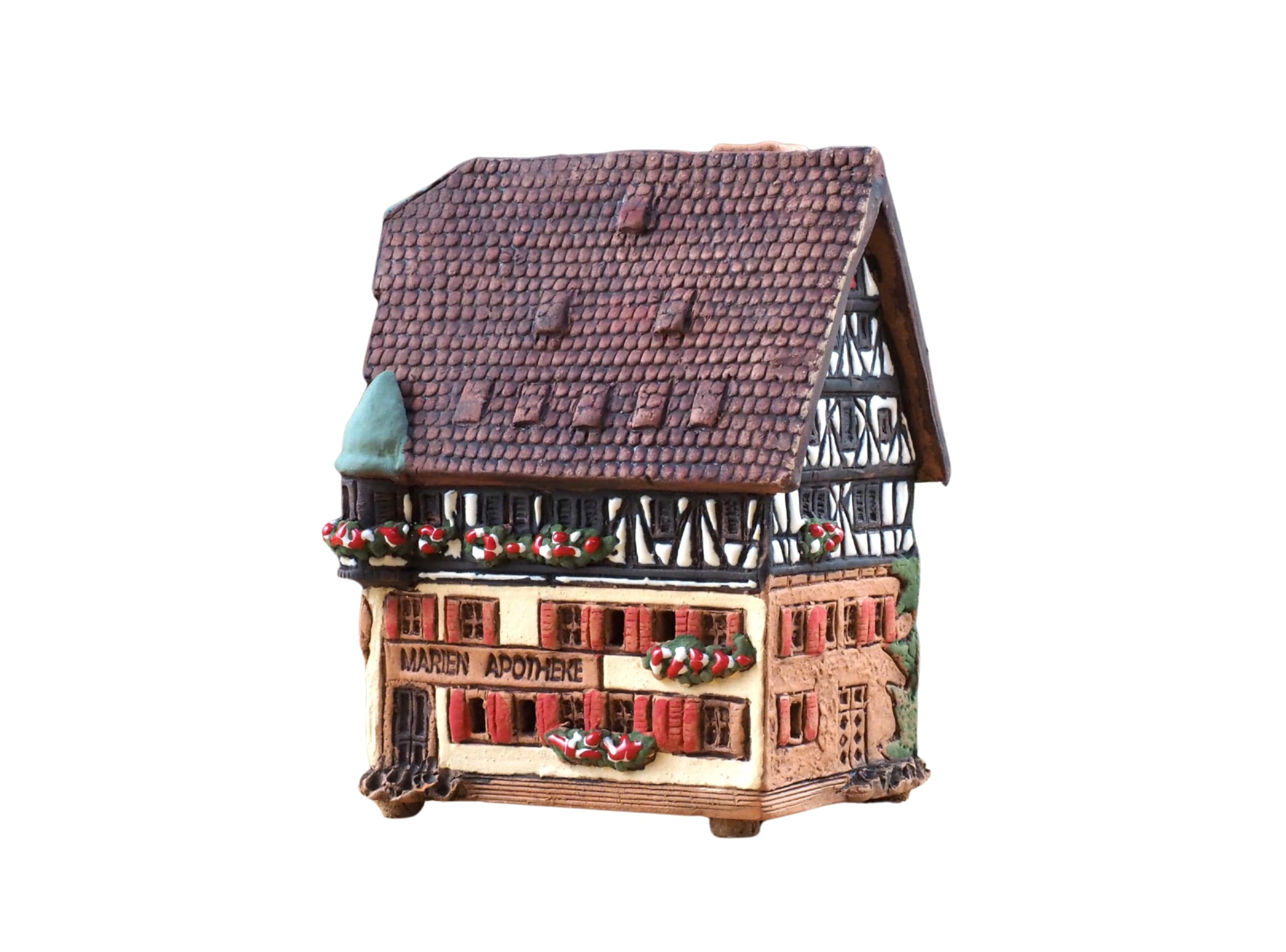 Keramik Lichthäuser, Räucherhaus, Keramikhaus Deko, Häuser, Künstlerisches Miniatur der originalen Marienapotheke in Rothenburg, Deutschland R278