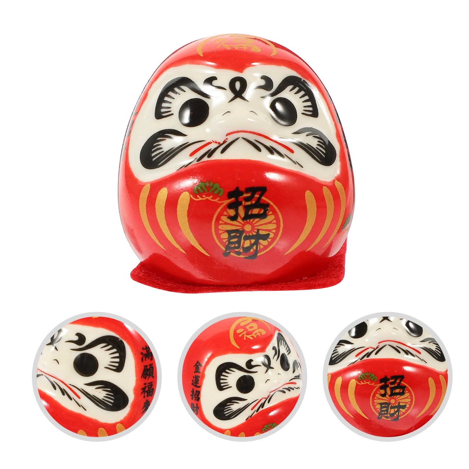 Amosfun Ceramica Figurina Giapponese Portafortuna 1.85 Pollici Decorazione Feng Shui Rosso