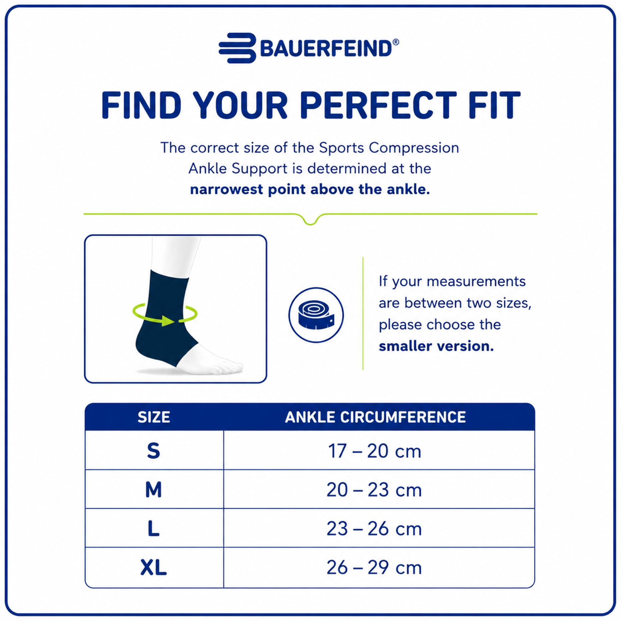 BAUERFEIND Manchon de cheville « Outdoor Compression Ankle Support », 1 chevillère unisexe en laine mérinos, portable à droite et à gauche, bandage de cheville pour équipement de randonnée
