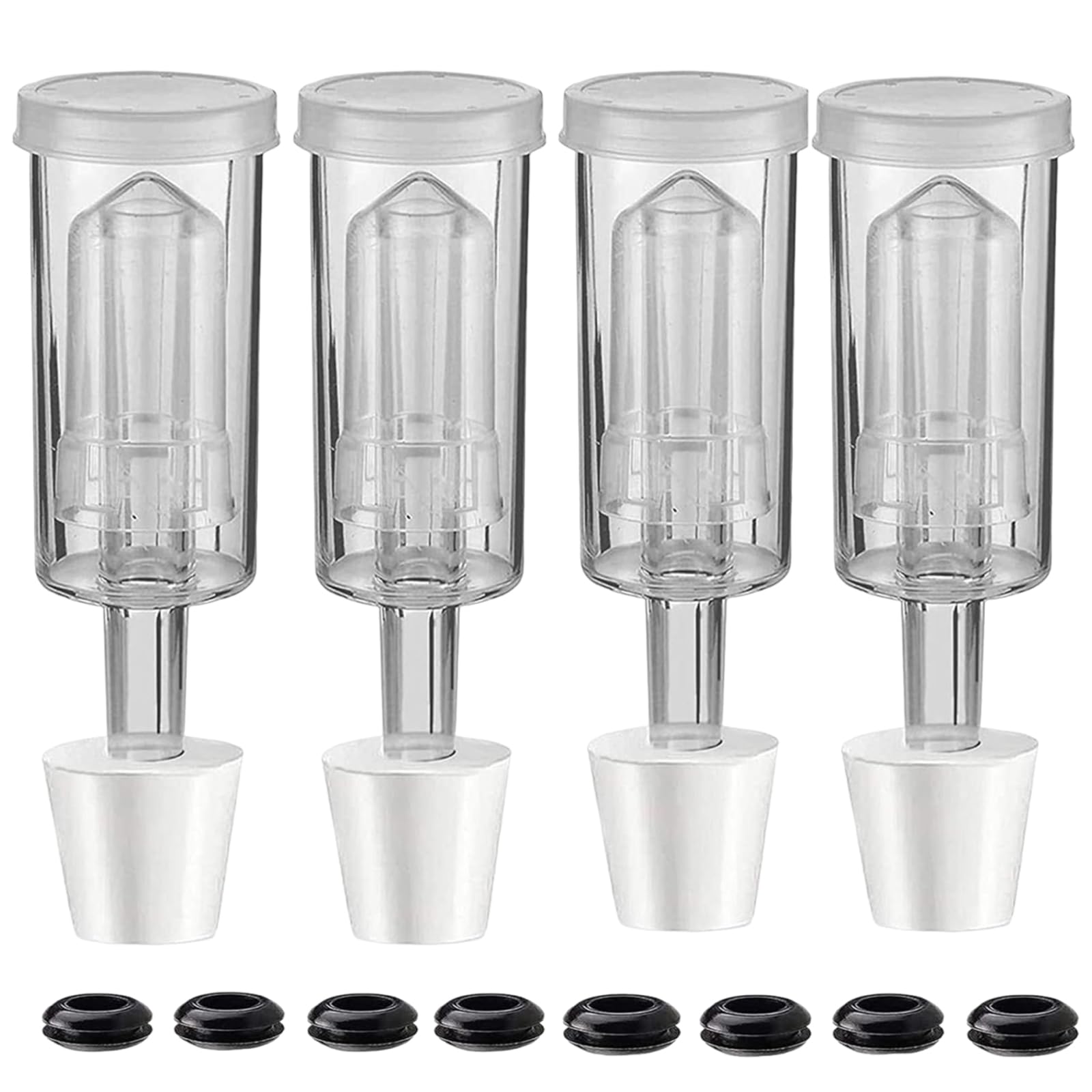 MALSSE 4Pcs Fermentation Airlocks with Rubber Gaskets for Home Brewing Wine Kombucha Pickle Sauerkraut PP Fermentation Airlocks