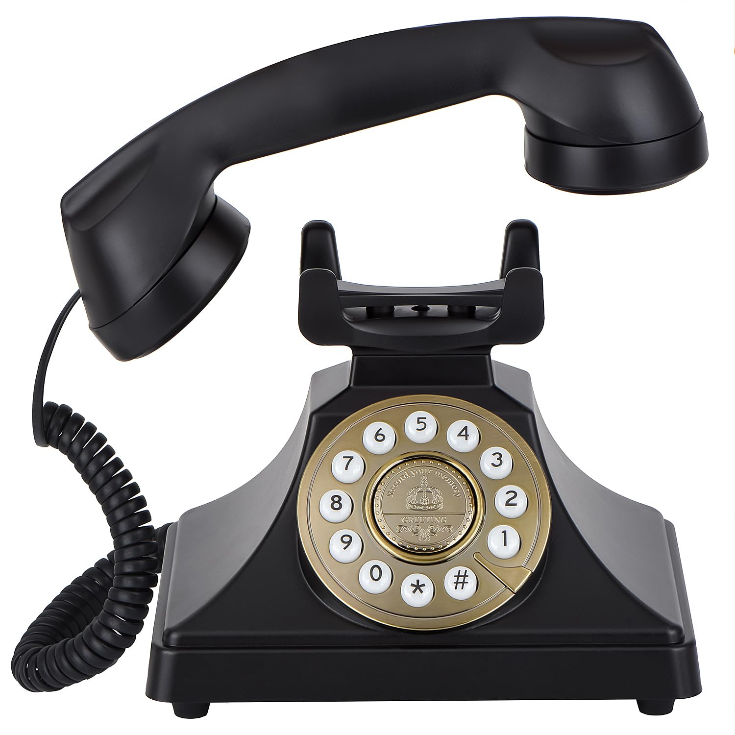 Libro de visitas de audio para boda, teléfono retro inalámbrico, grabación de mensajes de voz personalizados para bodas, fiestas y banquetes, estilo clásico, baja radiación, negro