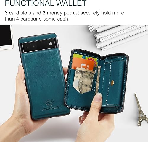 Miniatura 6 de Asuwish Funda de teléfono para Google Pixel 6A 5G 2022 con protector de pantalla de vidrio templado y soporte para tarjeta de crédito con ranura de