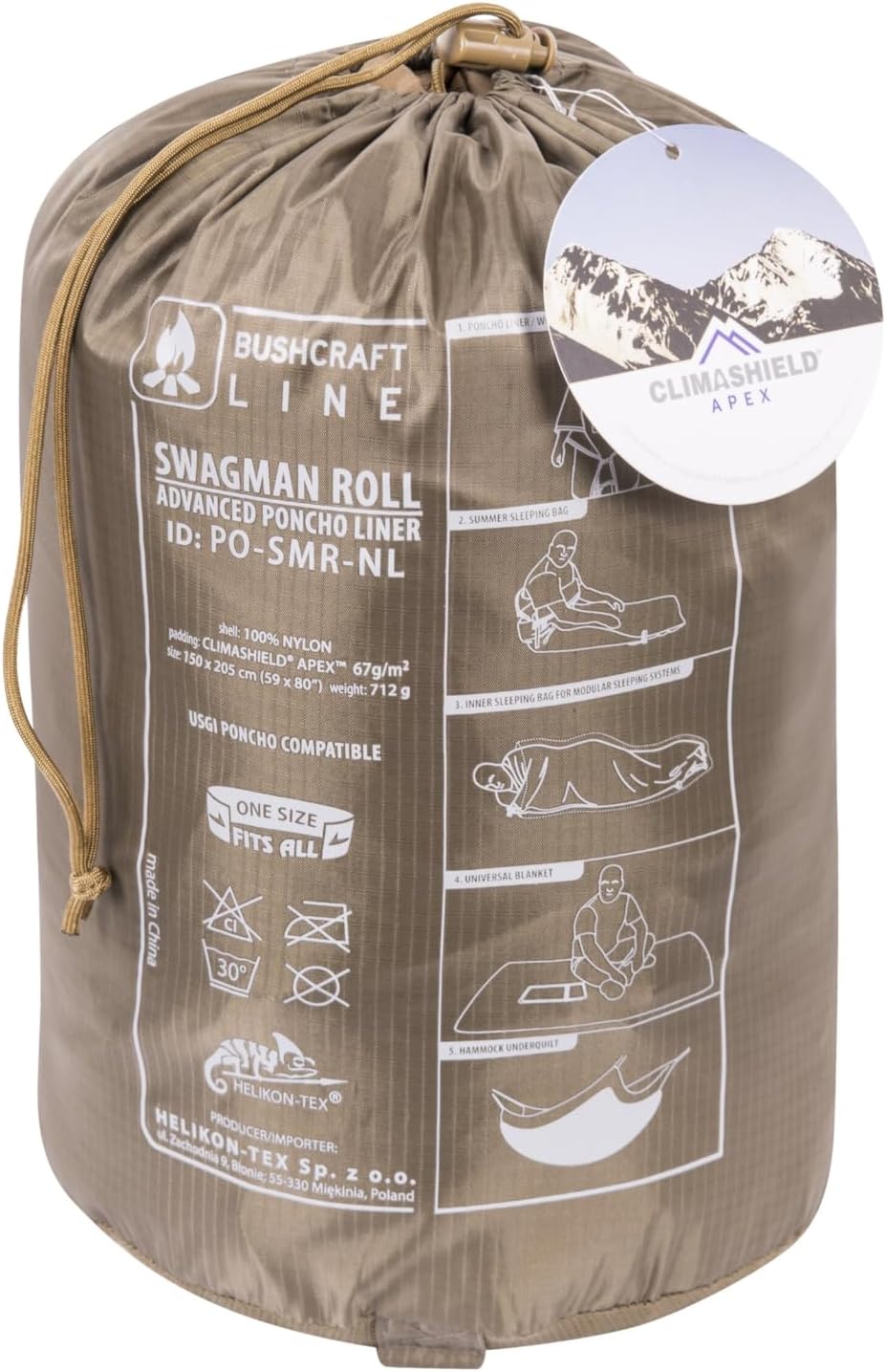 Helikon-Tex Swagman Roll Military Poncho - Multi-purpose Poncho & Emergency Poncho - Survival Gear - Woobie Blanket & Jacket