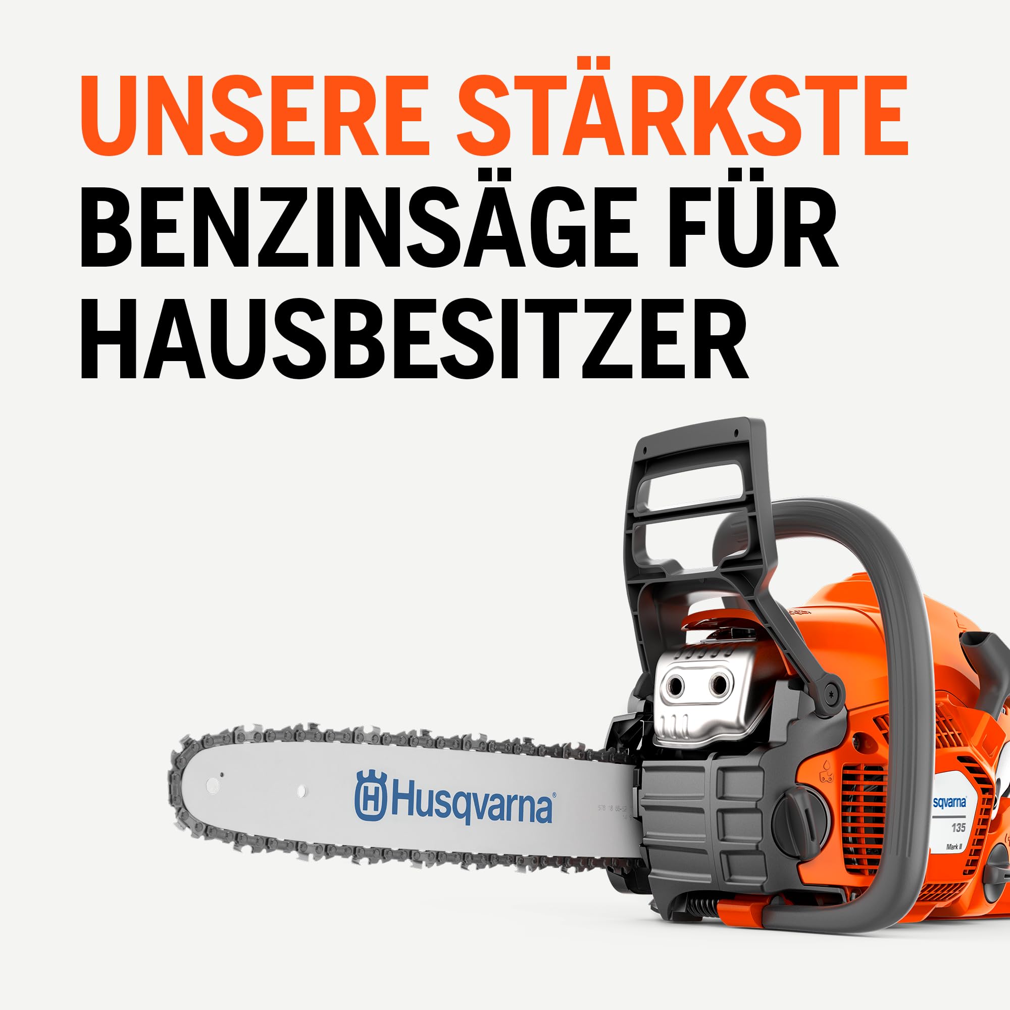 Husqvarna 135 Mark II Benzin-Kettensäge - 38 cc X-Torq® Motor, 14″-Schwert, LowVib®, Smart Start®, Air Injection™, ideal für Brennholz, Baumschnitt und Gartenpflege