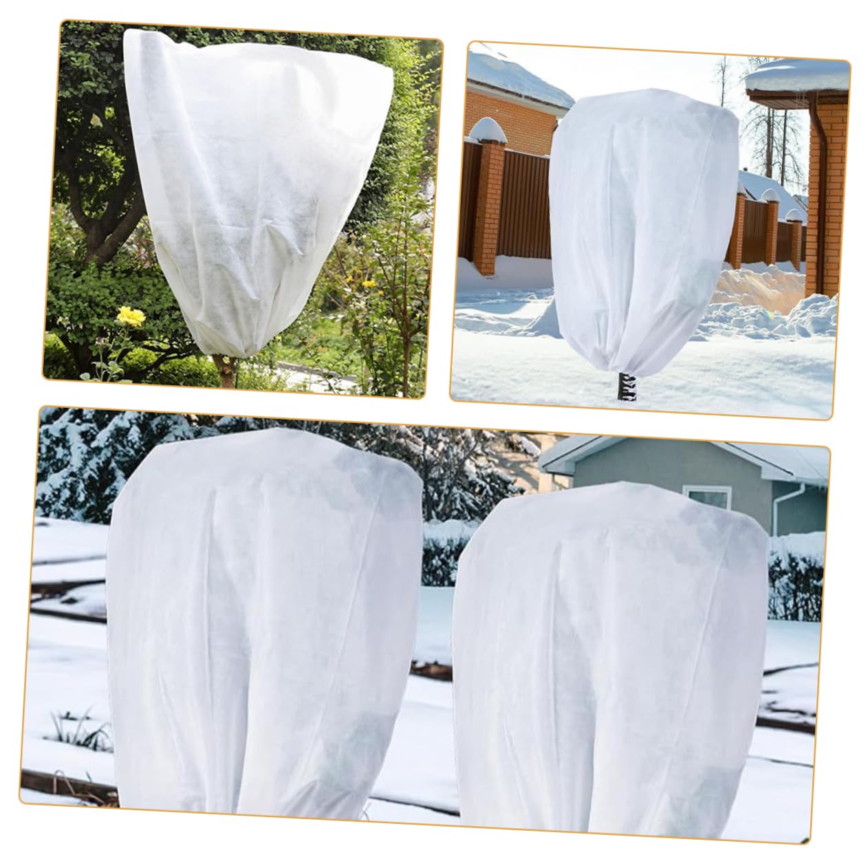 Happyyami Protezione Piante Invernali 4 Pezzi Copertura Antigelo per Alberi da Frutto e Cespugli Non Tessuto Bianco Resistente a Neve e Temporali