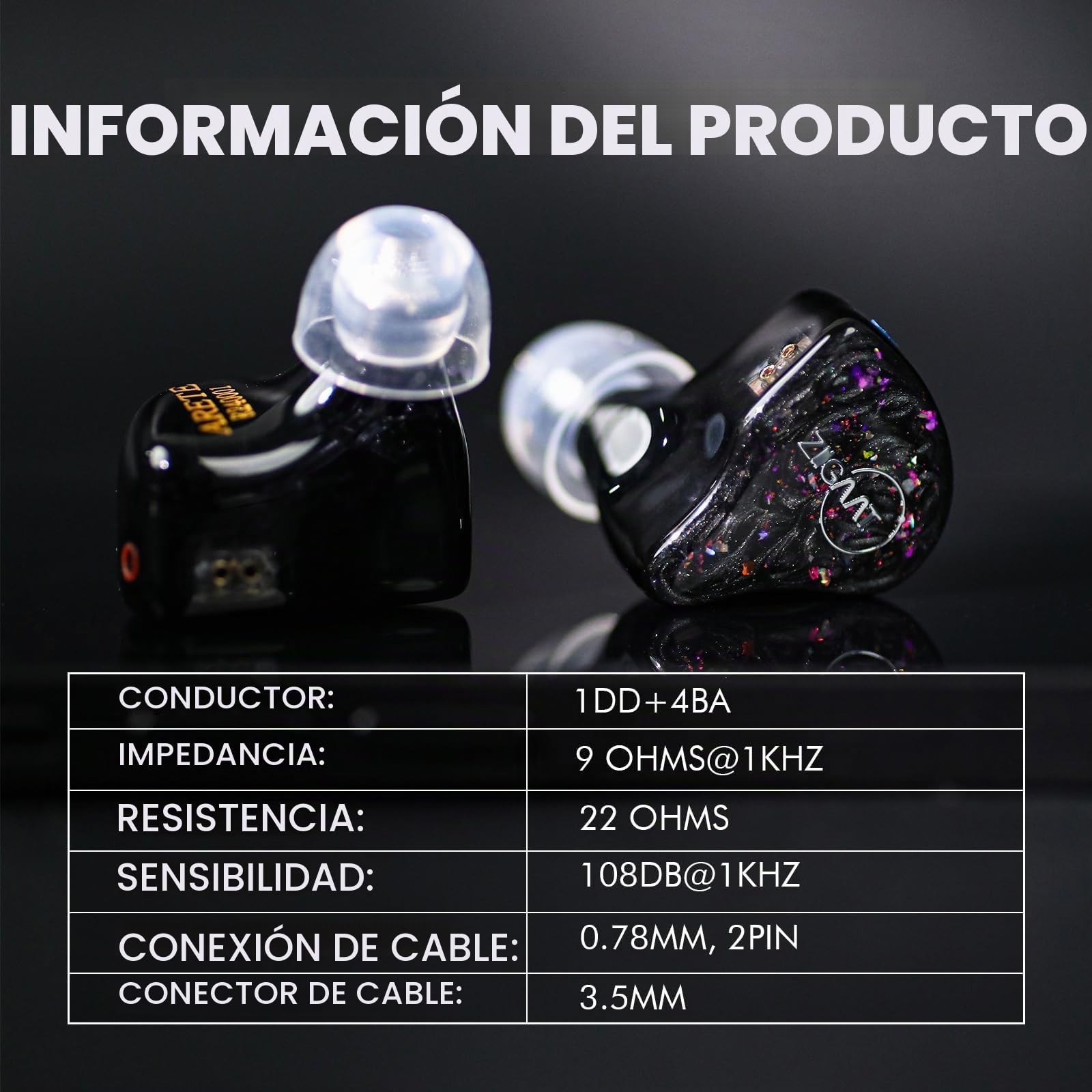 ZiiGaat X Fresh Reviews Arete Monitor Intrauditivo, 1Dd+4Ba Auricular Híbrido IEM, Auriculares Con Cable Para Juegos, Para Monitor De Estudio, Con Cable IEM Desmontable Para Músicos Audiófilos