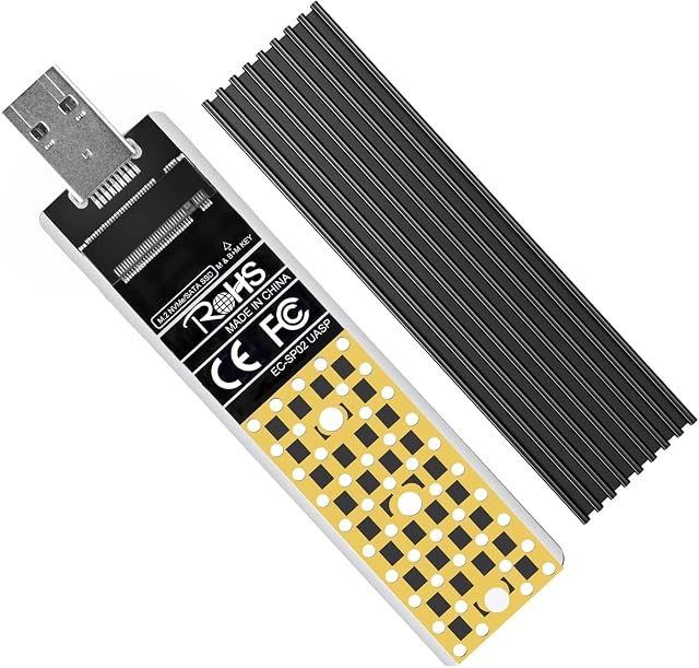ANYOYO NVMe Enclosure, 10Gbps NVMe to USB Adapter USB 3.2 Gen 2, M.2 NVMe SSD Enclosure Compatible with M-Key & B+M Key NVMe SSD Enclosure Support SSD Size 2242 2260 2280 Aluminum Alloy Shell (SP02)