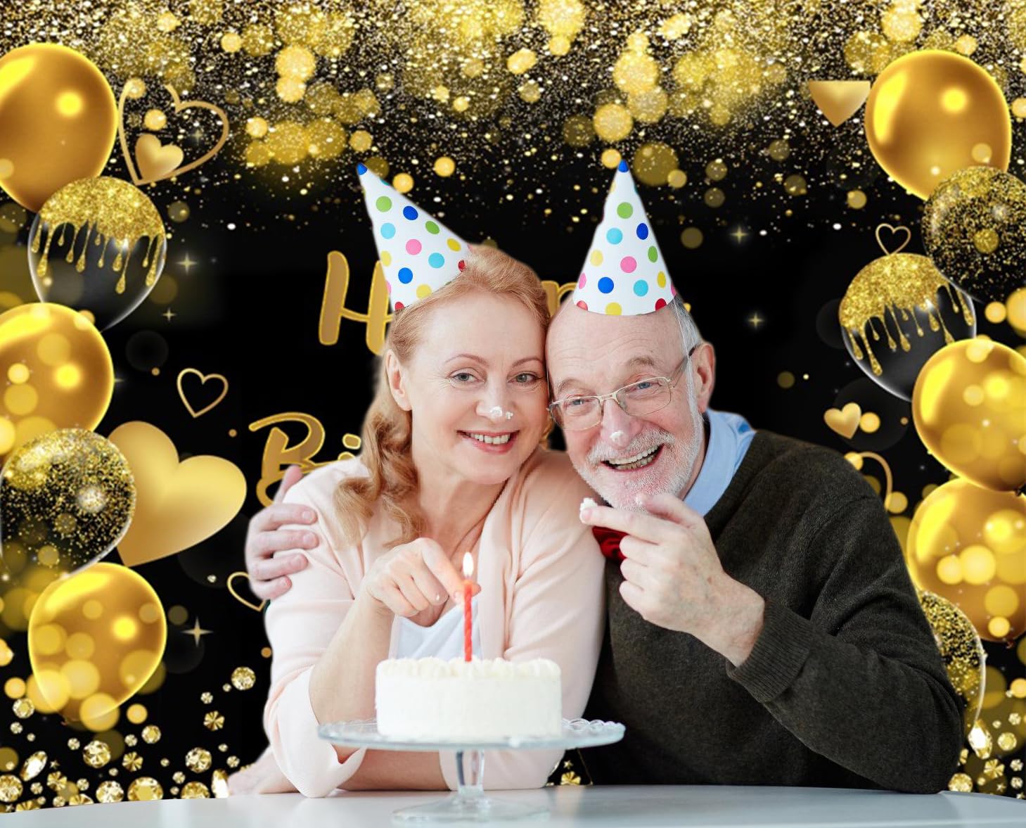 Telón de fondo negro y dorado para fotografía de fiesta, fondo de fotos de cumpleaños con purpurina dorada, telón de fondo bokeh de globo dorado de 10 x 8 pies, para niños, hombres, mujeres