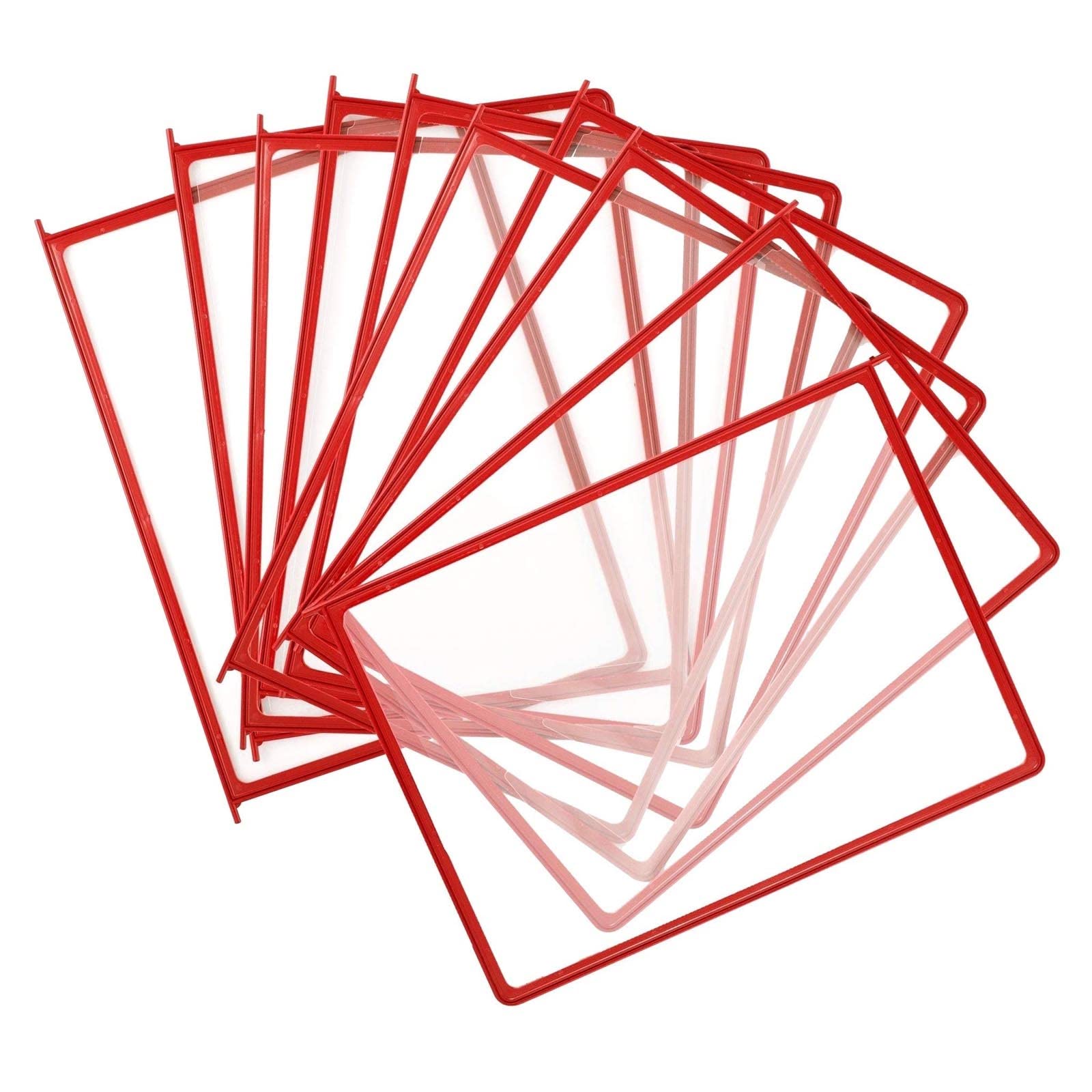 Biurowy stojak ekspozycyjny 10-panelowy metalowy system do montażu na ścianie magazynu, warsztatu, sklepu, folderów z katalogami laboratoryjnymi(Red)
