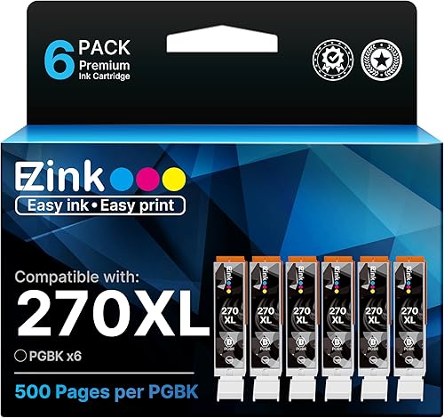 E-Z Ink Cartucho de tinta de repuesto compatible para Canon PGI-270XL PGI 270 XL para usar con impresoras MG6821 TS6020 MG6820 MG5720 MG5721 MG5722