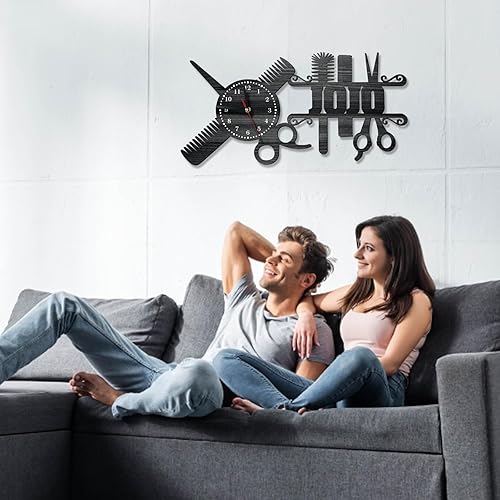 Miniatura 6 de Reloj de pared de madera personalizado con textonombre personalizado, reloj de pared para salón de diversión, peluquería y peluquería, regalo único