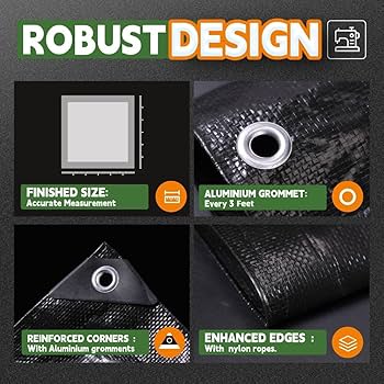 RAINDEWAY Black Tarps 10x10 Feet,UV Resistant, Multipurpose