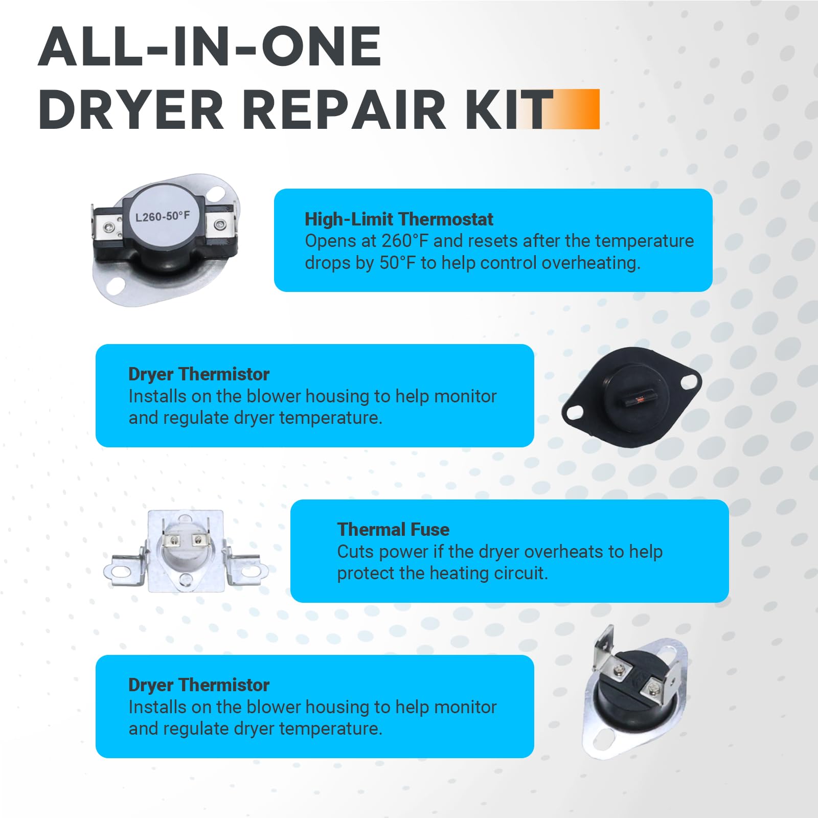 DVE41A3000W/A3 DVE45T3200W/A3 DVE45T3400P/A3 Kit de elementos calefactores para secadora