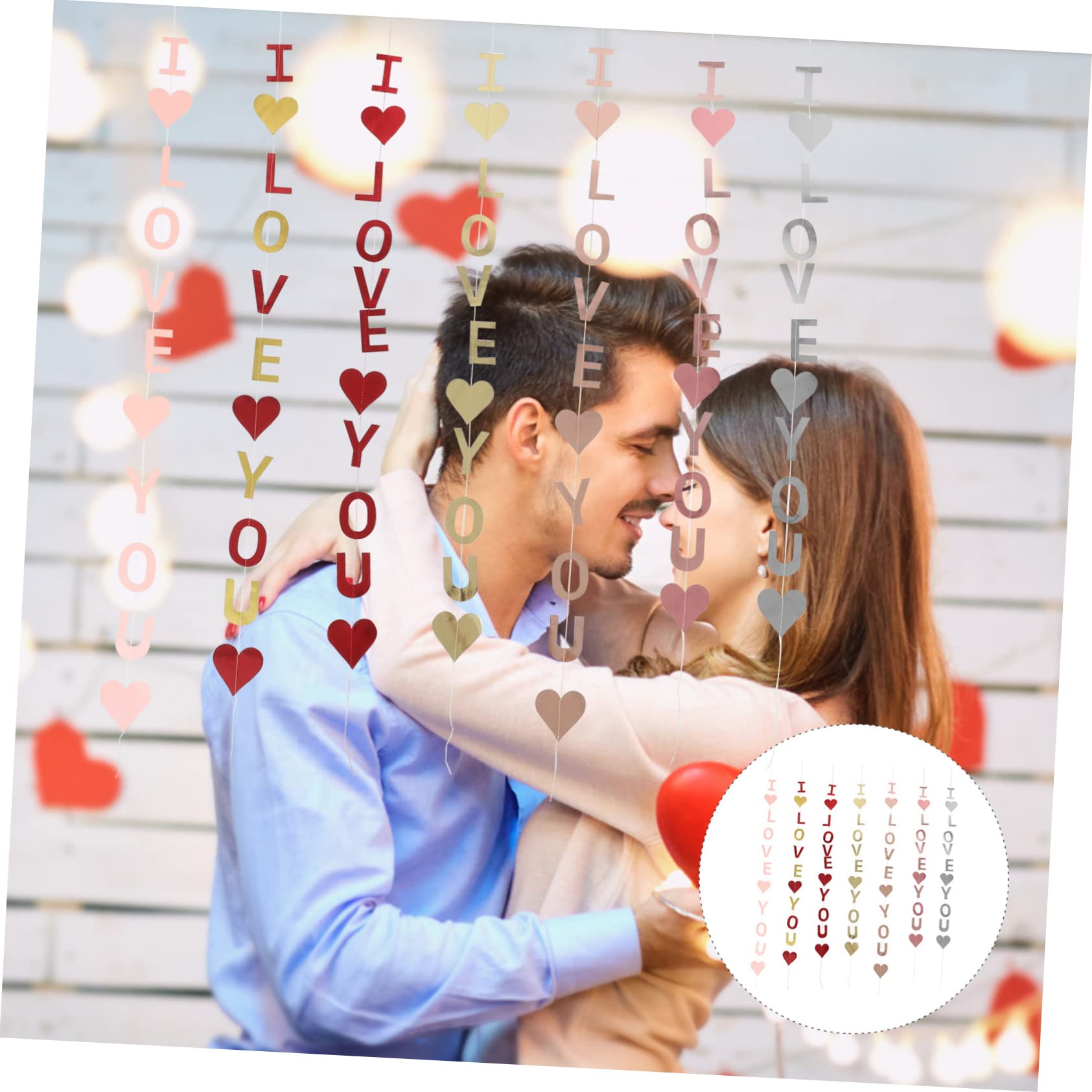 MAGICLULU 4 Sätze Dekorative Gegenstände Willkommen Zuhause Frohe Weihnachten Ammer Hängendes Herz Hochzeitsdeko Wandverkleidung Ich Liebe Dich Banner Hochzeitsbanner Papier 7 Stück * 4
