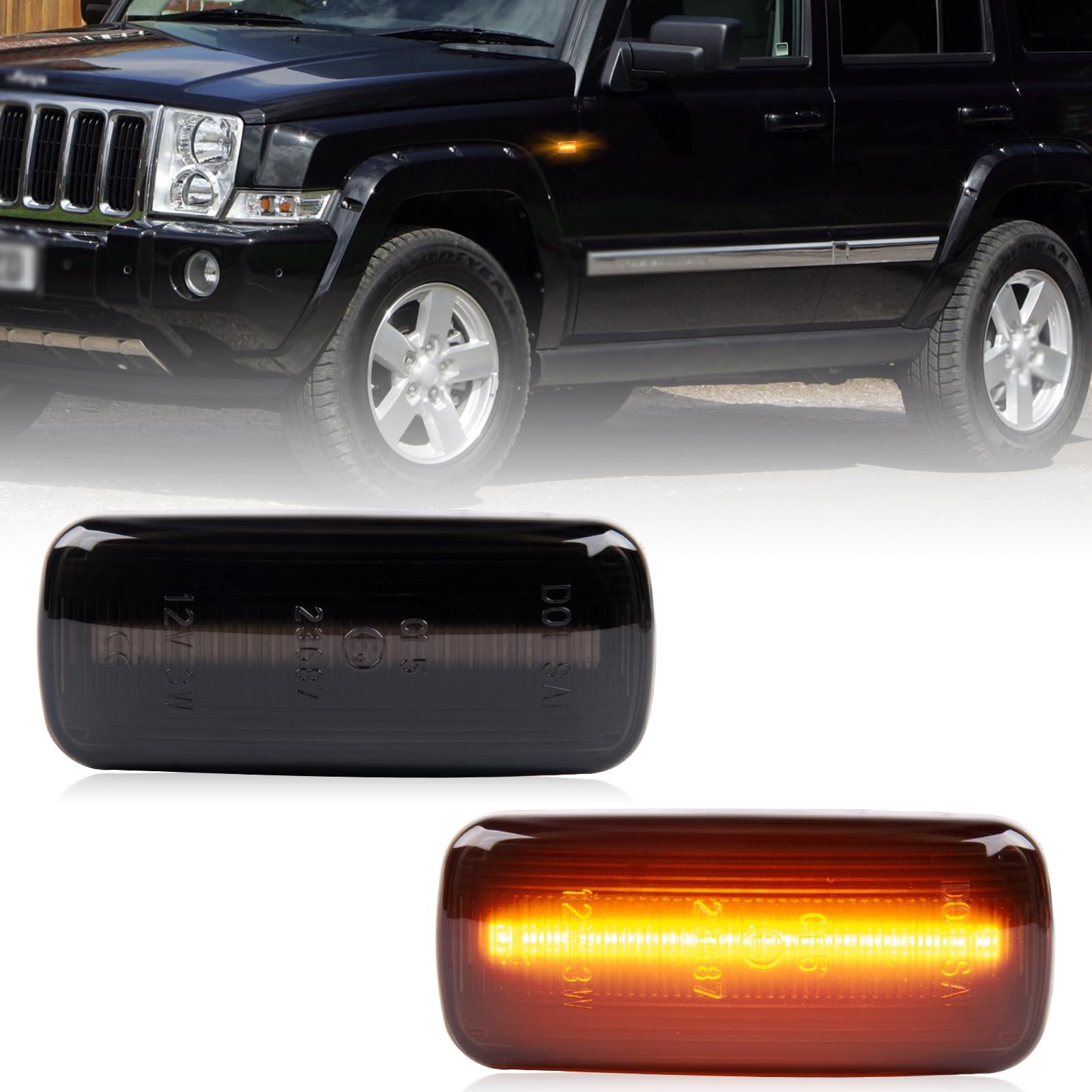 2Pcs LED Side Indicator for Jeep Commander Compass Patriot Liberty Chrysler Sebring Town & Country, for Dodge Charger Avenger Caliber Grand Caravan Nitro Lancia Flavia