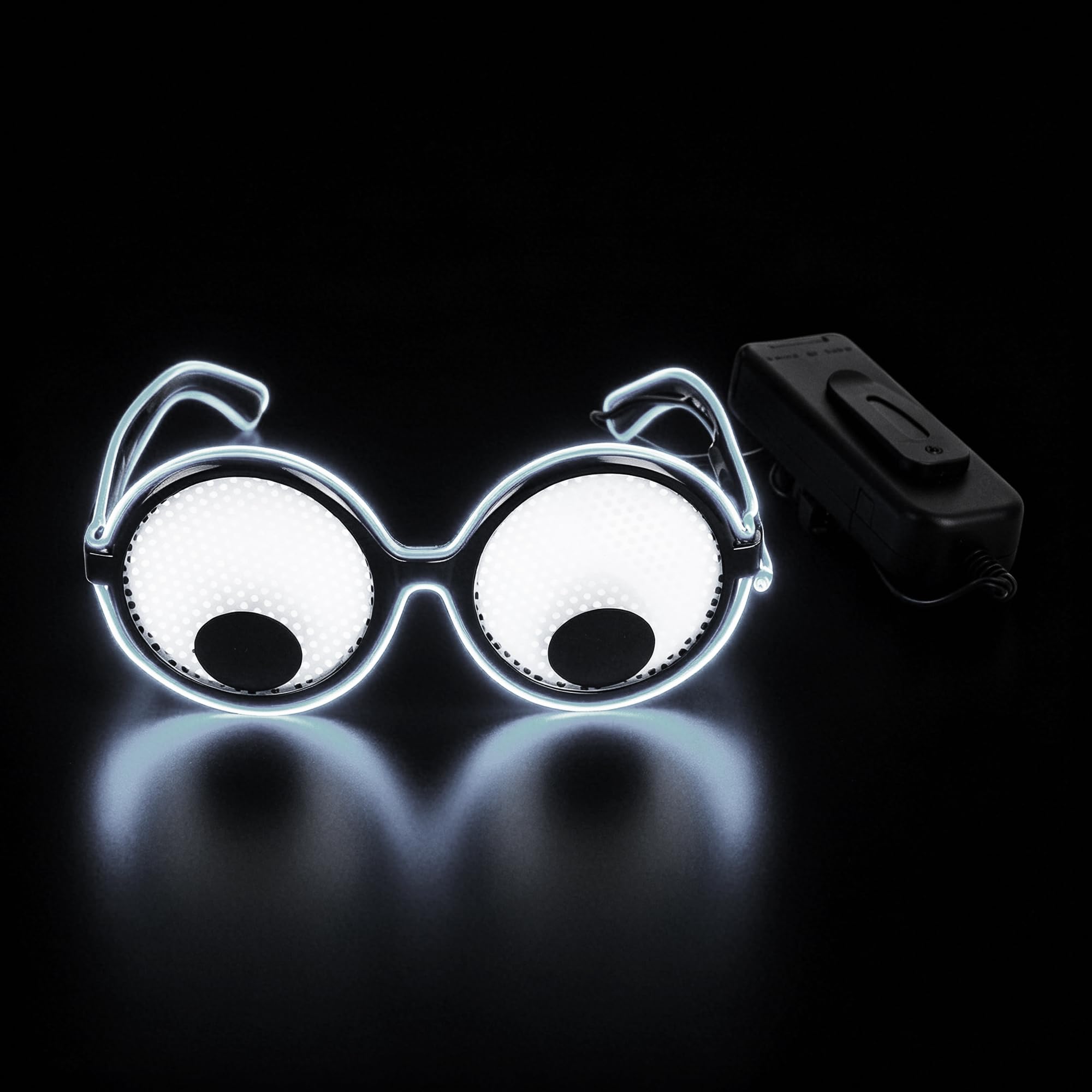 RUIXIA Women Men’s Funny Costume Eyewear LED Light Up Googly Eyes Sunglasses Novelty EL Wire Glowing Party Glasses with Movable Eyeballs for Halloween Rave Birthday Cosplay Party Festival