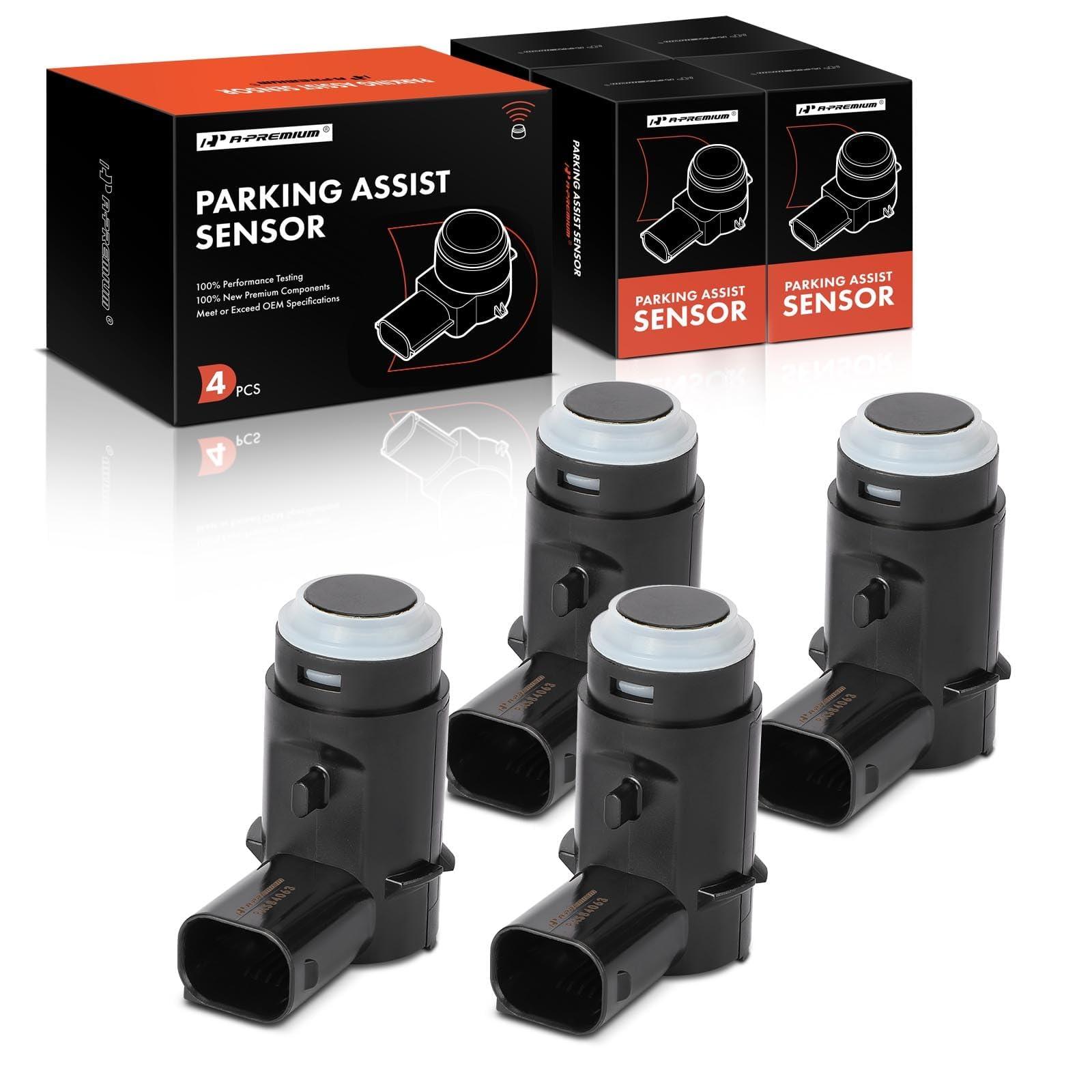 A-Premium (4-PC) Rear Reverse Backup Parking Assist Sensor Compatible with Select Ford and Lincoln Models - F-150 F150 2009-2014, Mark LT 2010-2014, Replace# 9L3Z-15K859-D