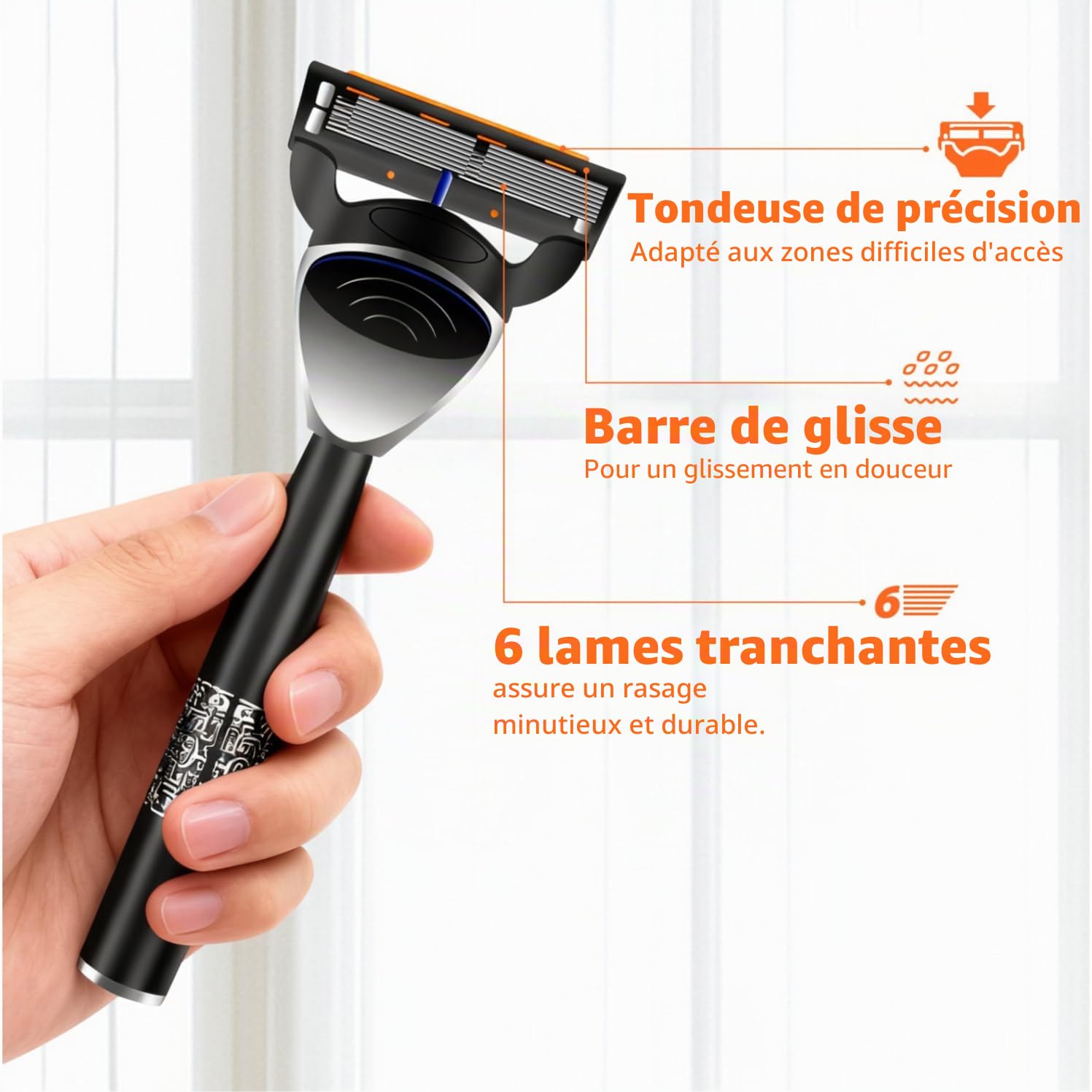Lames de Rasoir Humide pour Hommes, Paquet de 24 Lames de Rasoir fu-sion 5, 1 Réutilisable Manche + 24 Cartouches De Recharge, Pour Un Rasage Manuel Efficace