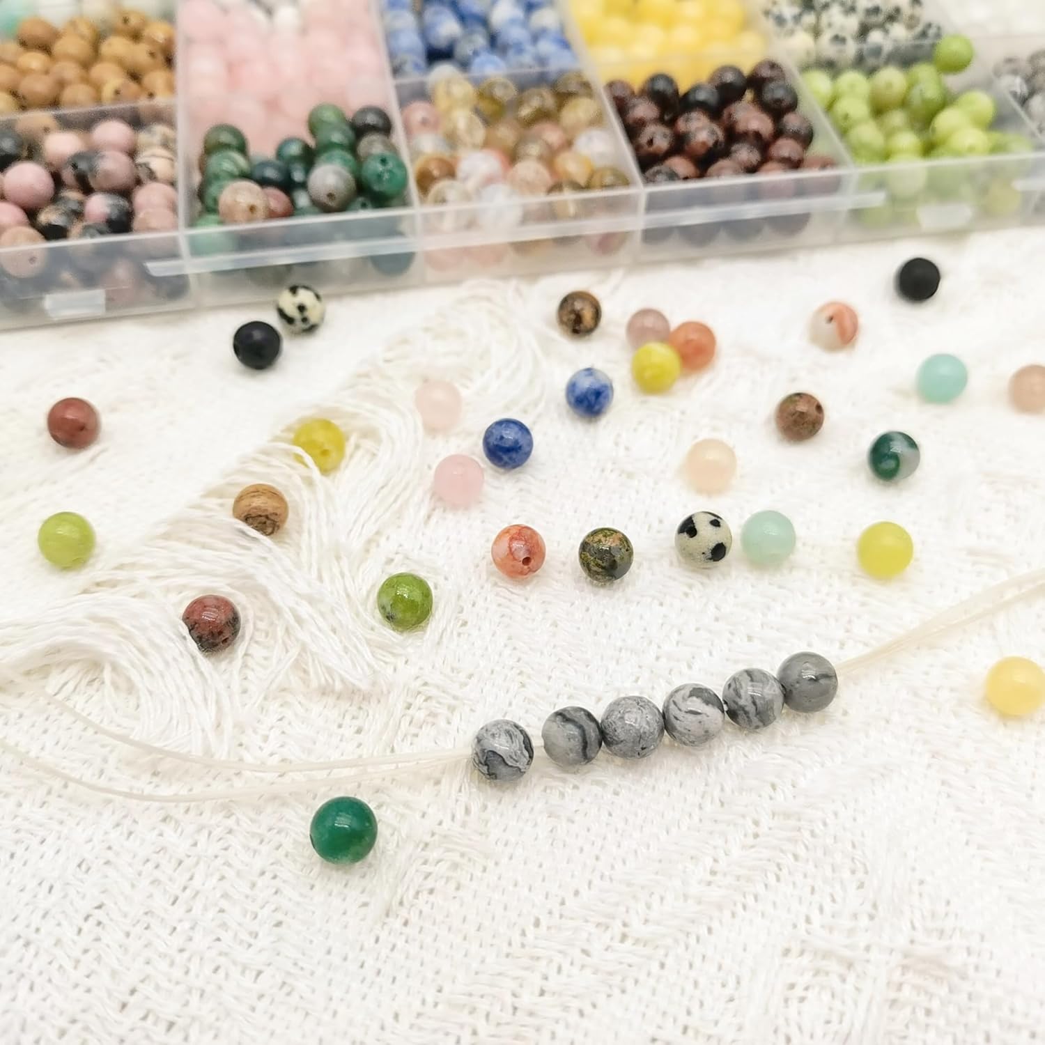 1120pcs Crystal Beads for Jewelry Making Bulk,Natural Stone Beads Charm Gemstone DIY for Friendship Bracelet Making Kit Supplies(6mm,28 Color A)