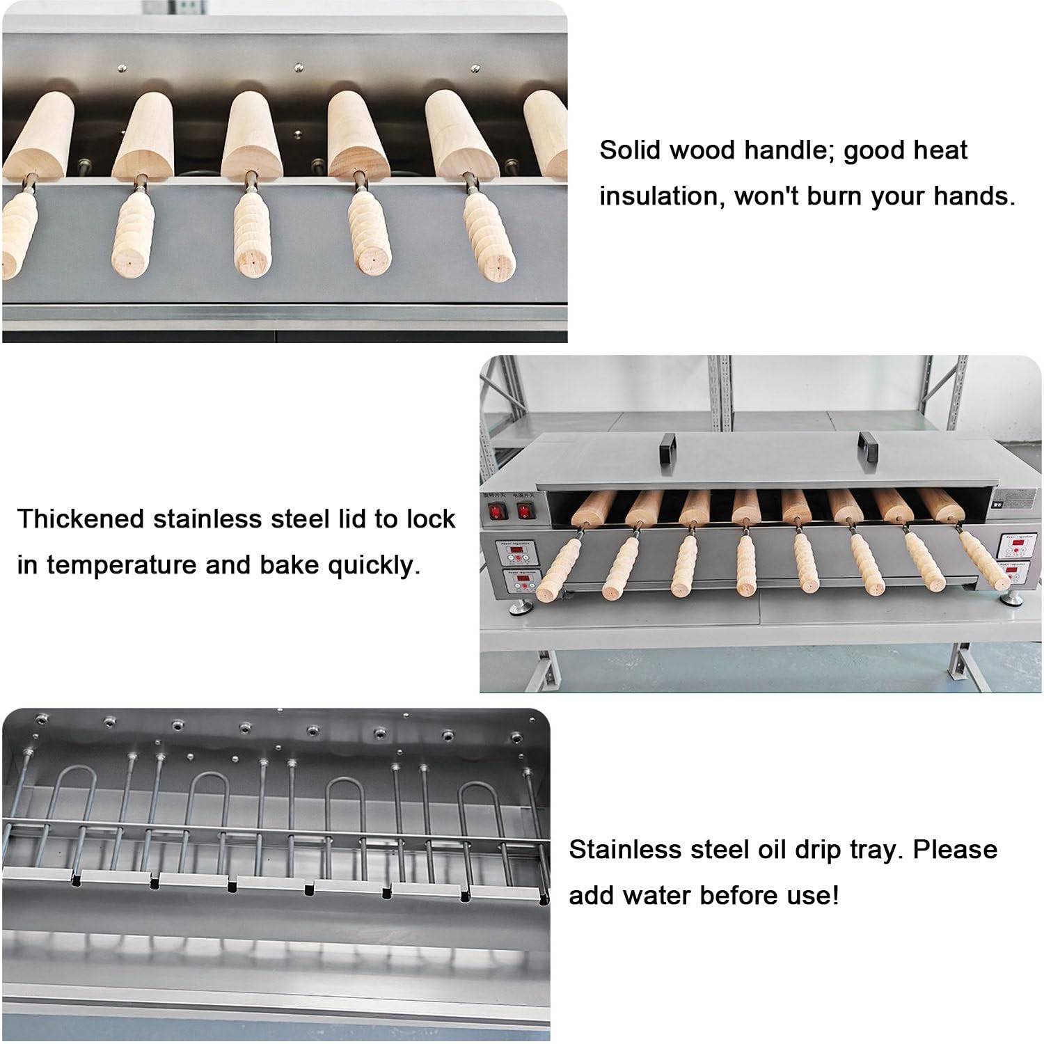 3000W/6000W Forno a Camino per Dolci Commerciale,tostapane per panetterie e pasticcerie,manopola,50-300℃ Regolabile,Perfetto per Coni Gelato, Toast e Waffle 8pcs