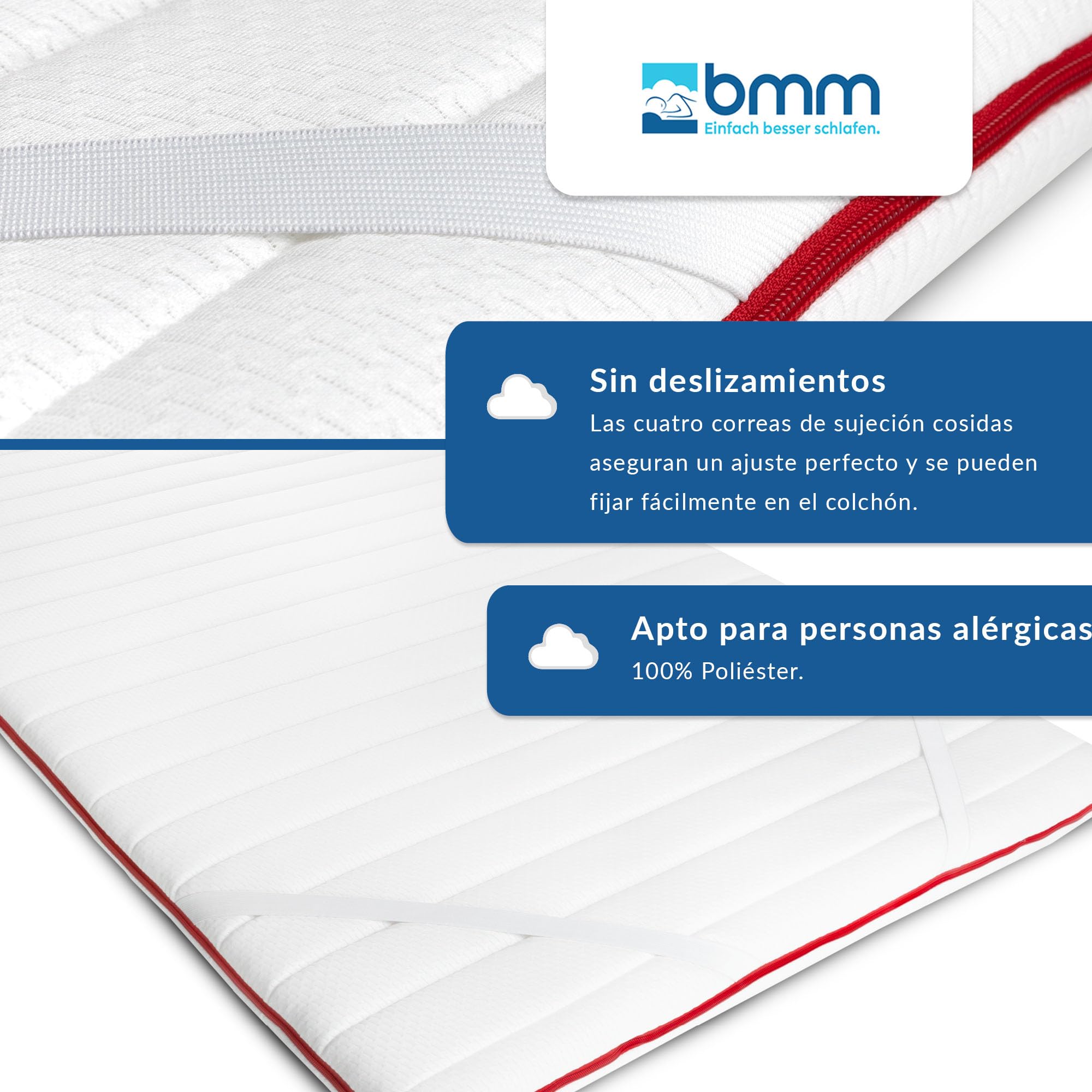 BMM Topper 100x200 cm Classic Premium, Grado de Firmeza H2 Suave, Cubrecolchón de Espuma Fría, Certificado Öko-Tex, Ortopédico, Altura 6 cm, Producido en Alemania