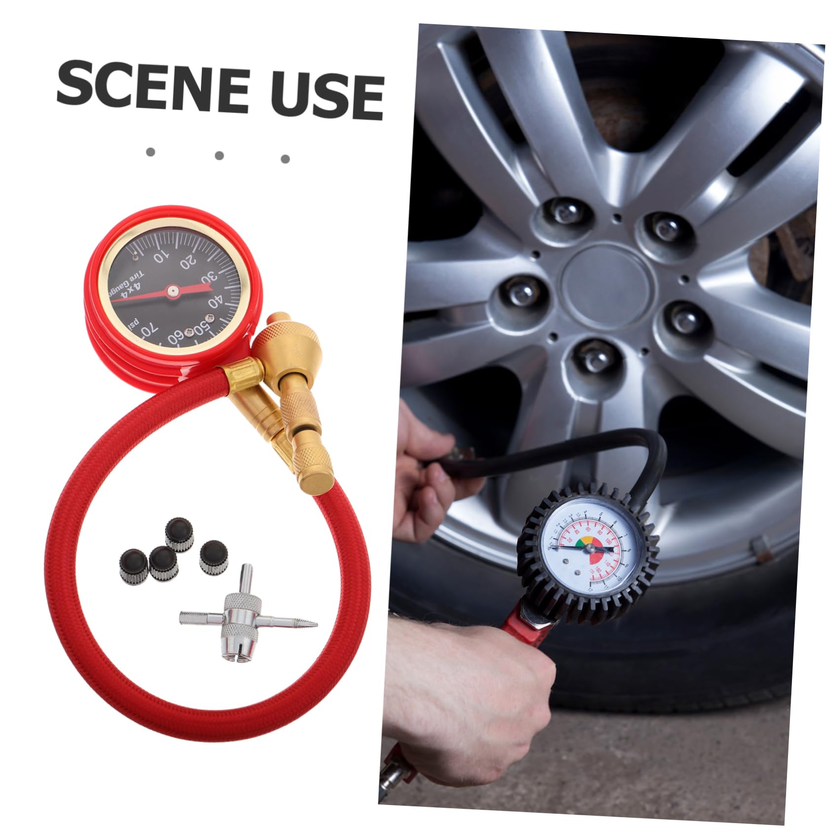 Manomètre Pression Pneus Mécanique Accessoire Modification Auto Polyvalent Contrôleur Gonflage Pneu pour Voiture Installation Facile